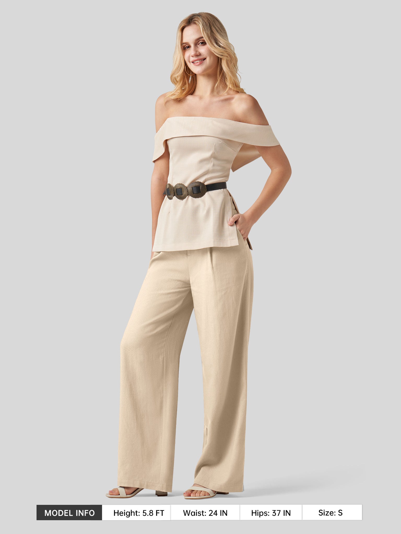 Women's Linen Wide-Leg Dress Slacks 29 inch