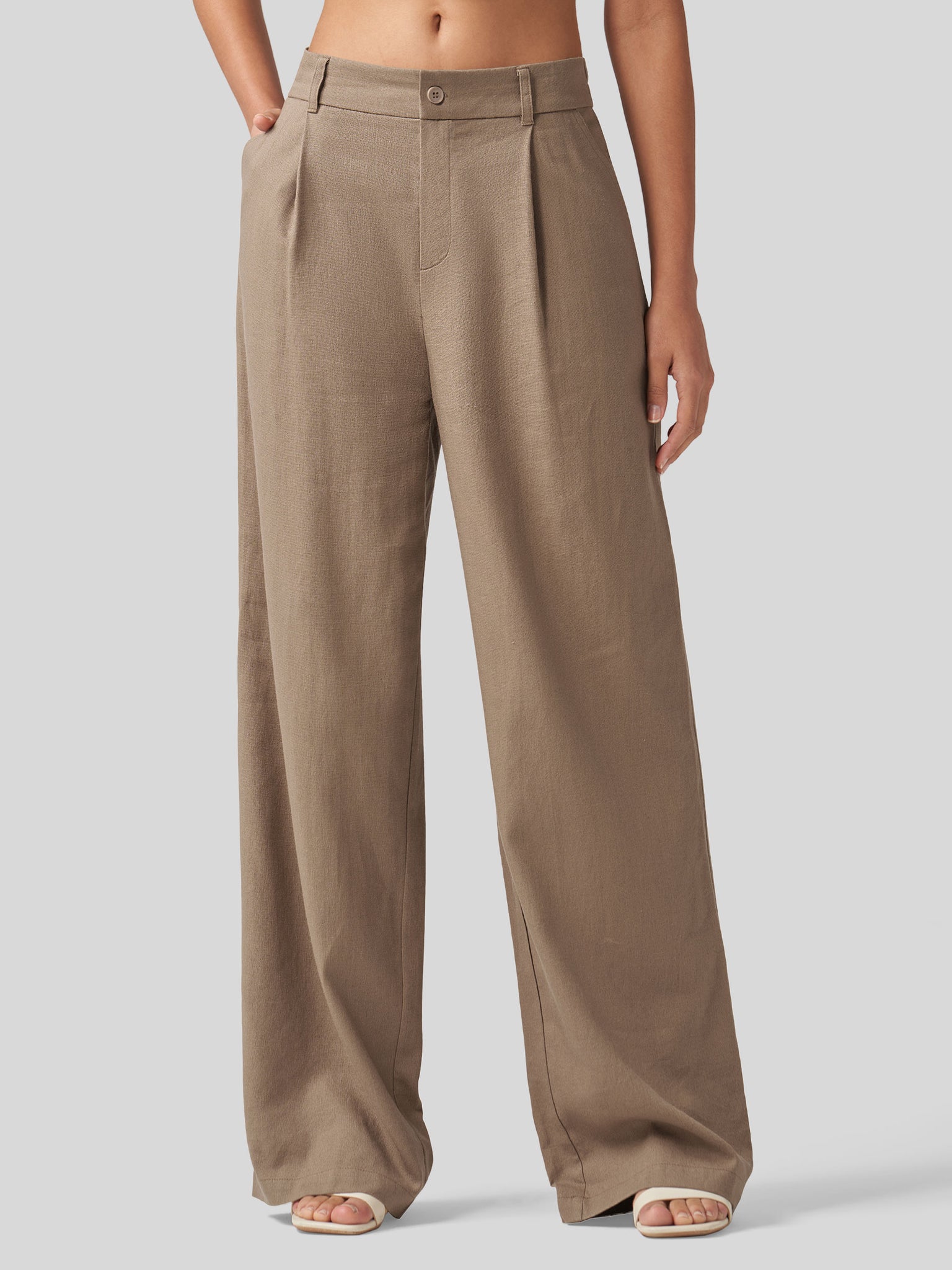 Women's Linen Wide-Leg Dress Slacks 29 inch