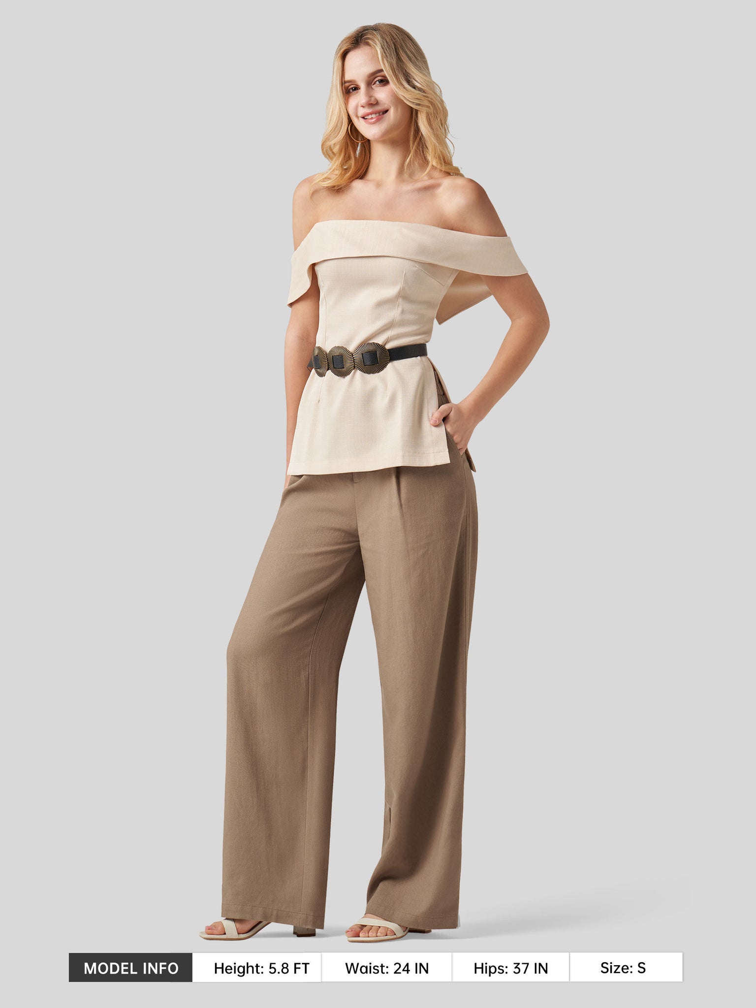 Women's Linen Wide-Leg Dress Slacks 29 inch