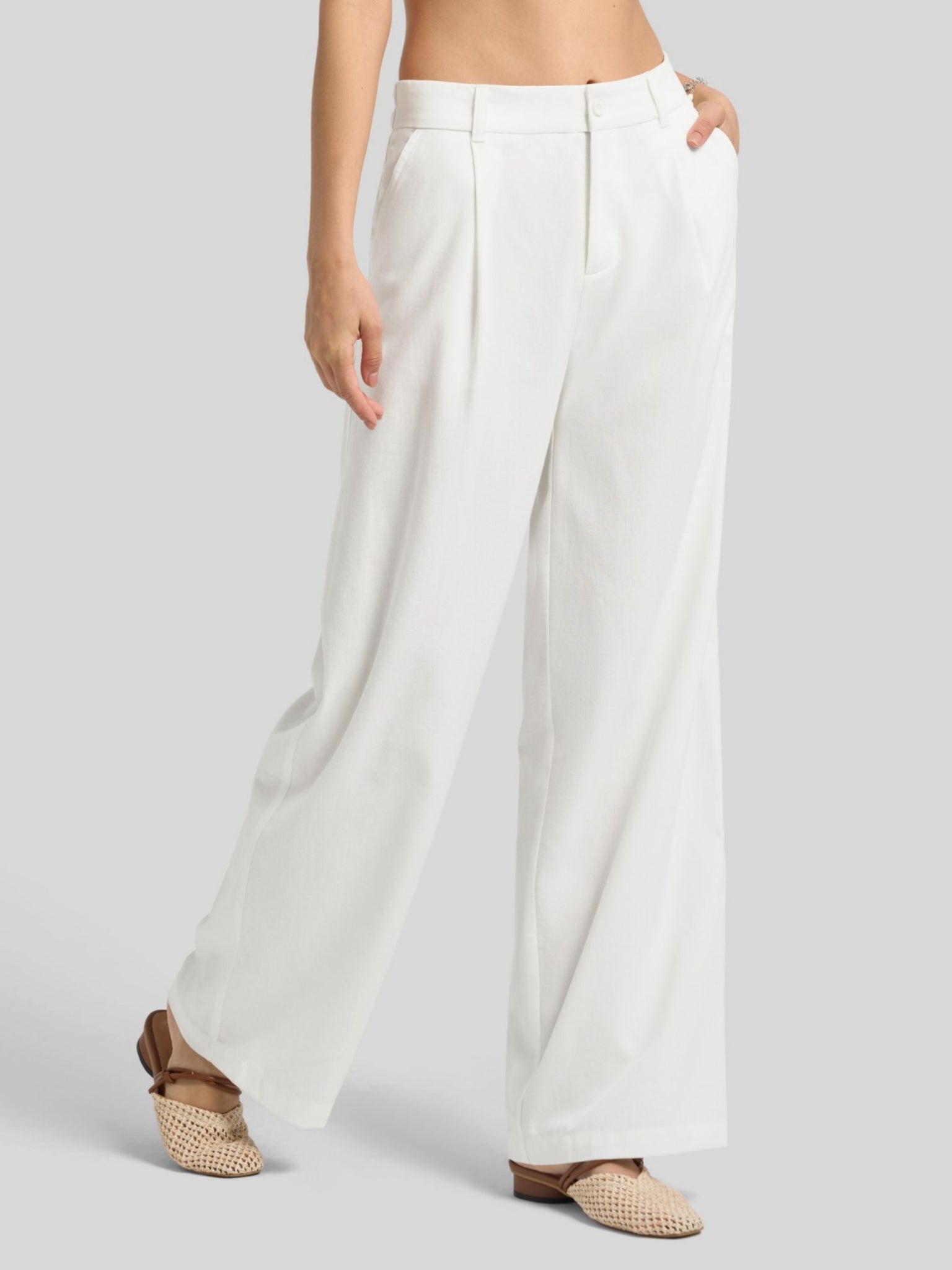 Women's Linen Wide-Leg Dress Slacks 31 Inch