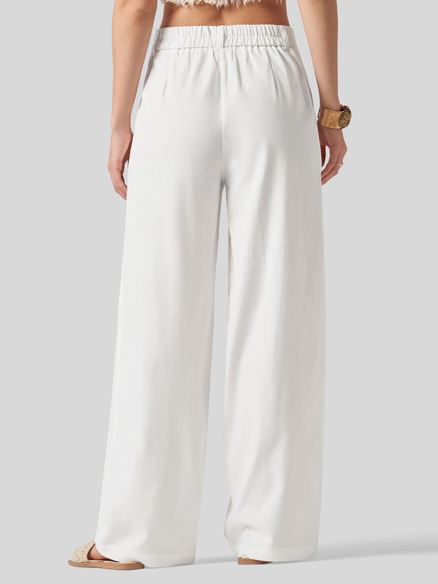 Women's Linen Wide-Leg Dress Slacks 31 Inch