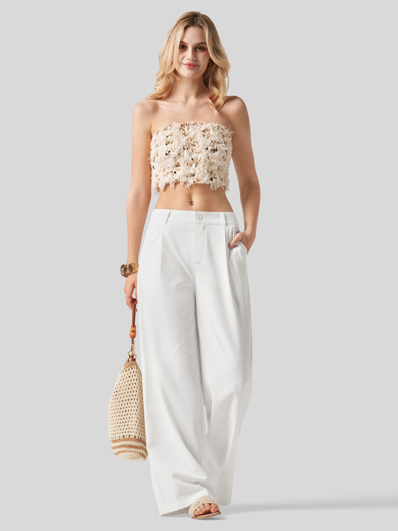 Women's Linen Wide-Leg Dress Slacks 31 Inch
