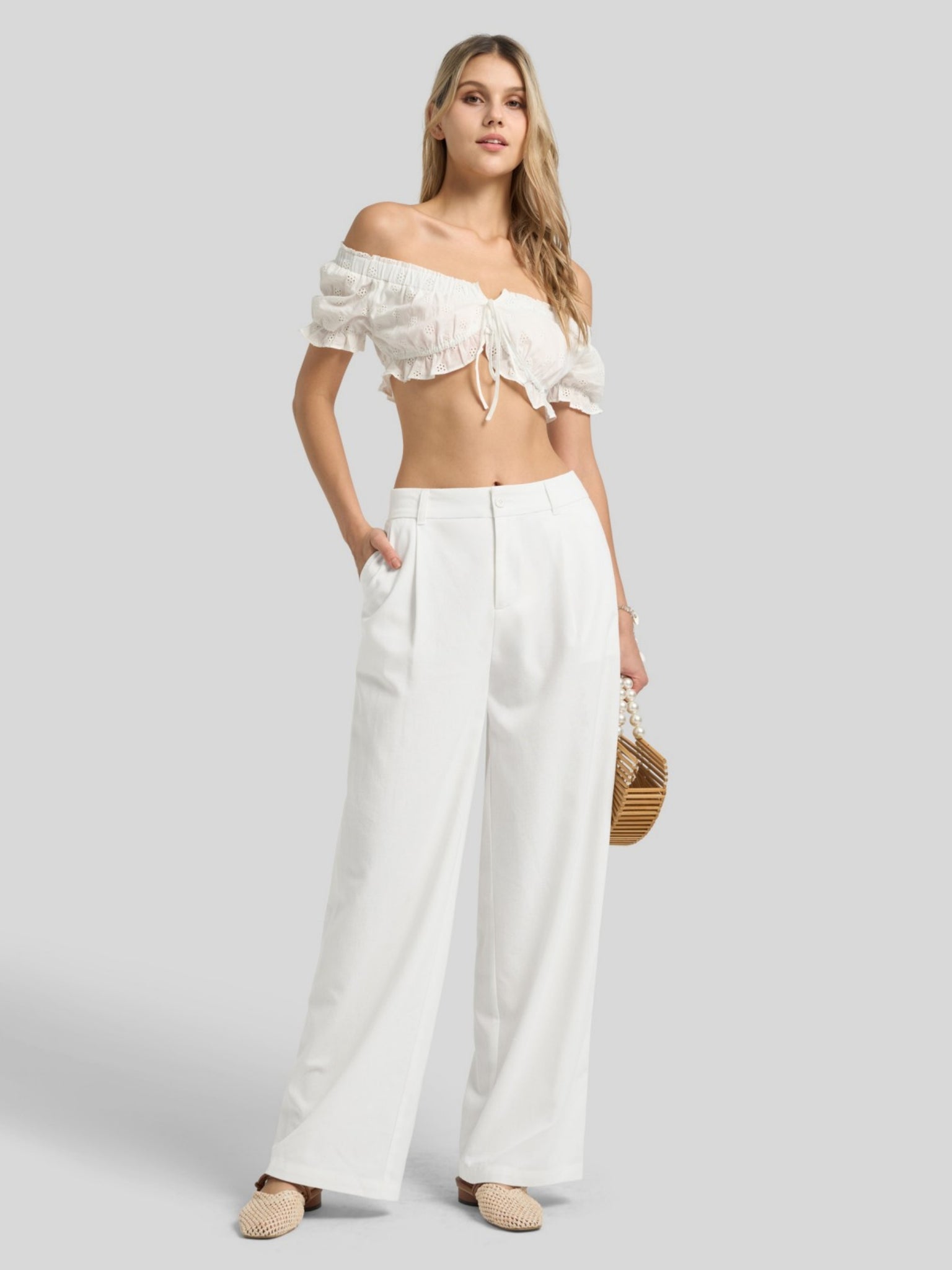 Women's Linen Wide-Leg Dress Slacks 29 Inch