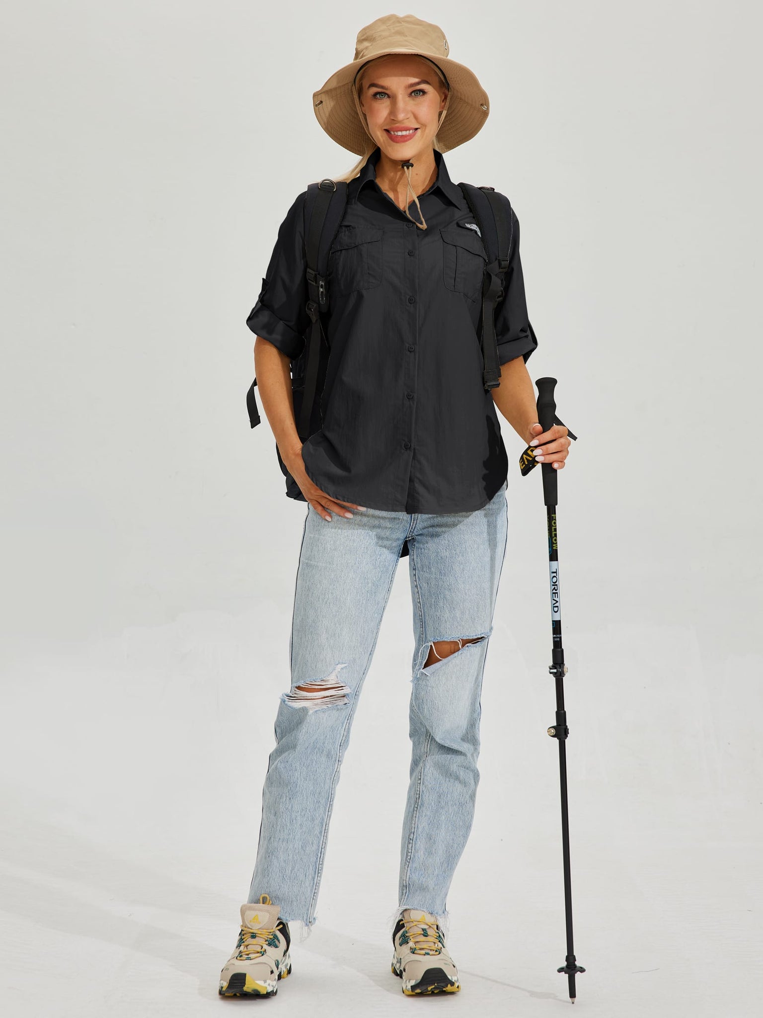 Women's Long Sleeve Fishing Shirt_Black_model7