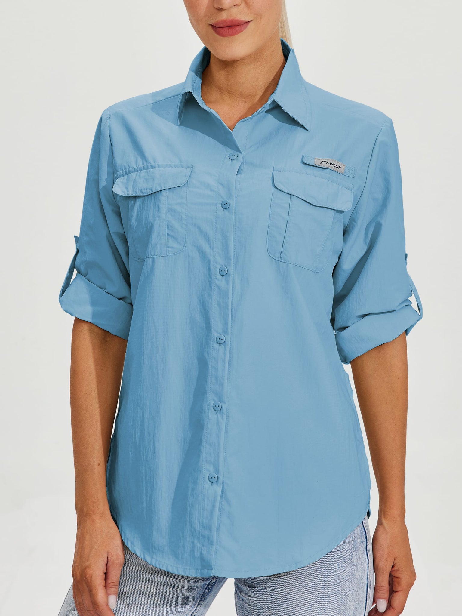 Women's Long Sleeve Fishing Shirt_Blue_model3