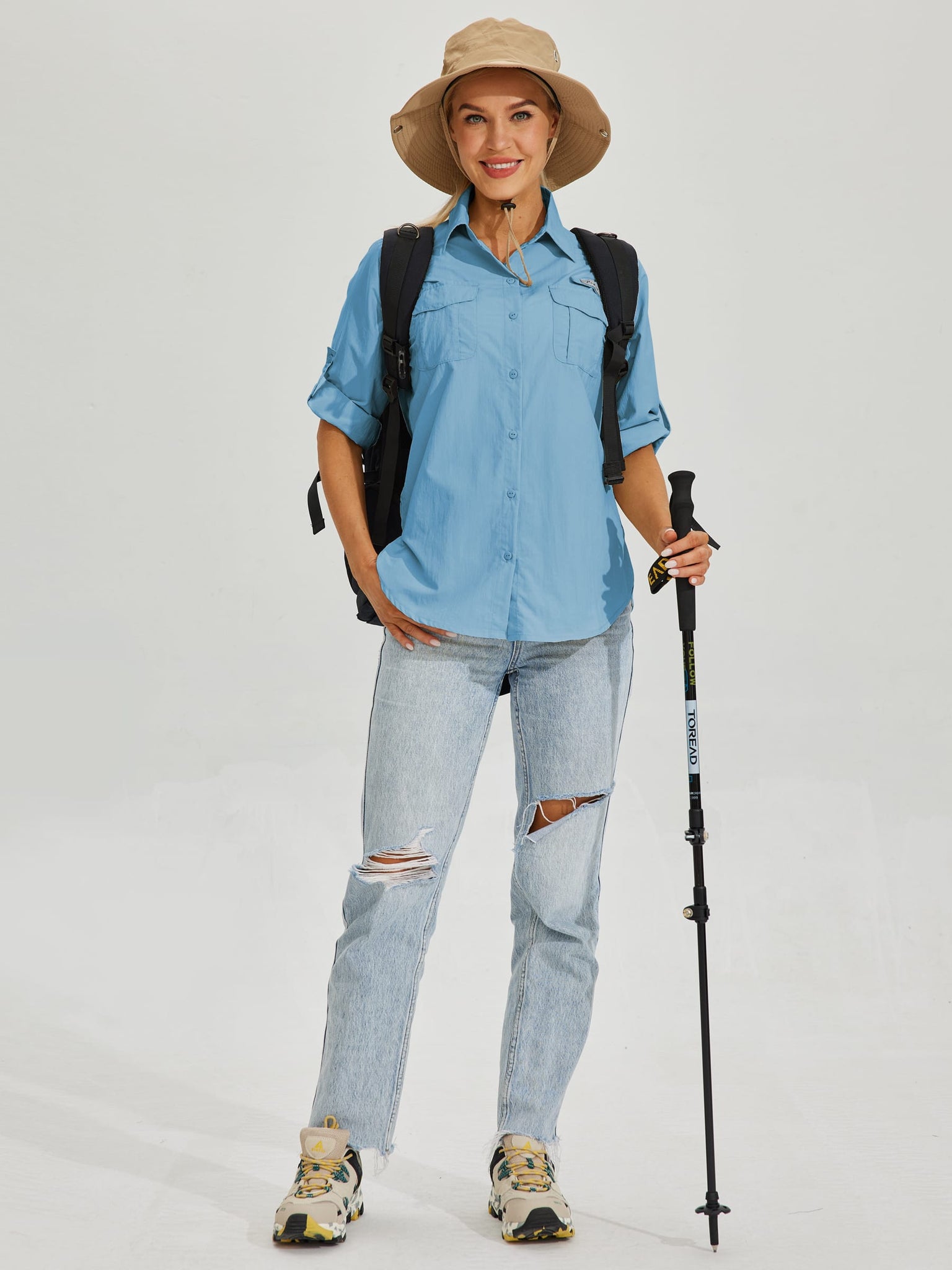 Women's Long Sleeve Fishing Shirt_Blue_model5