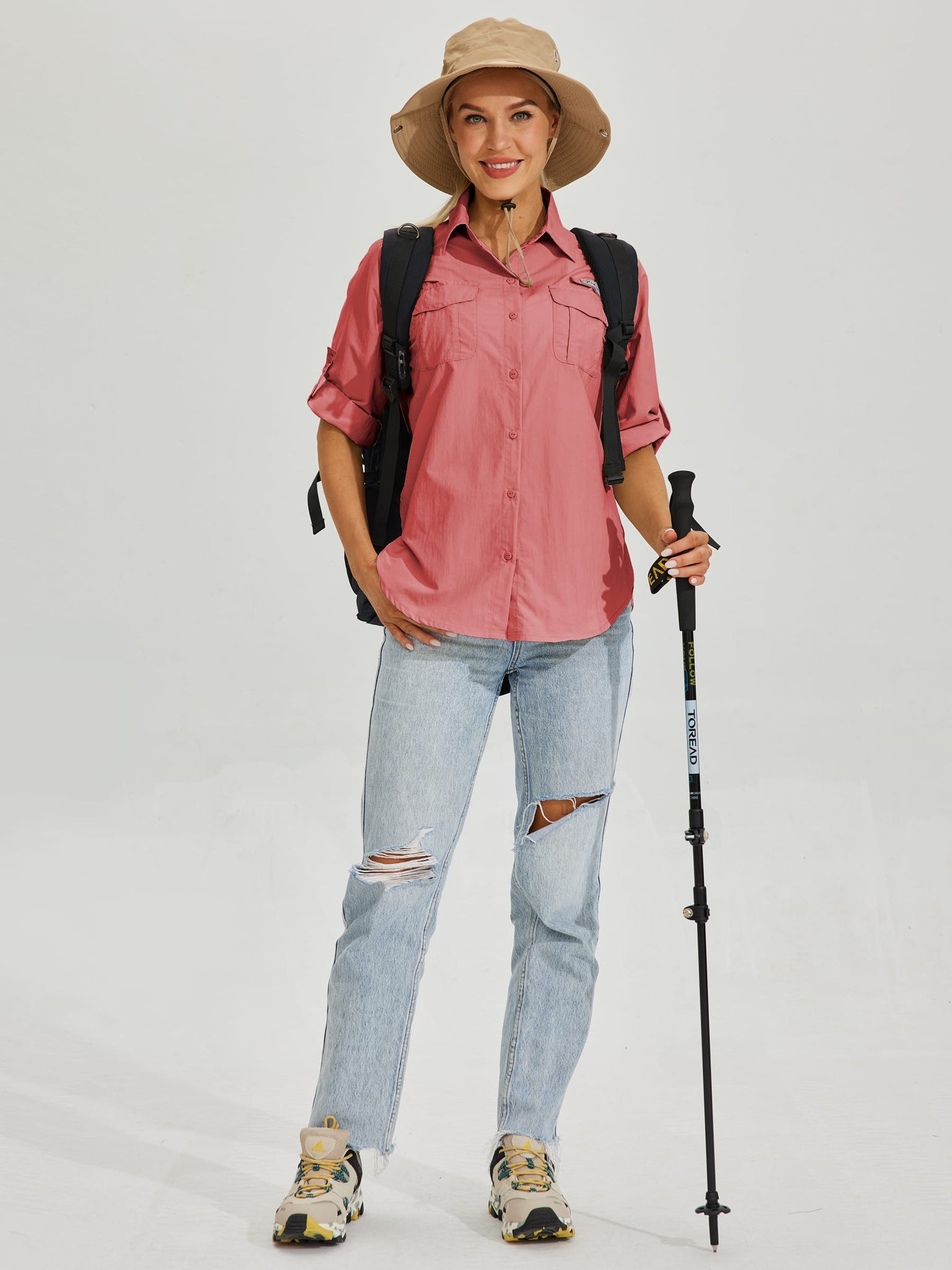 Women's Long Sleeve Fishing Shirt_Pink_model2