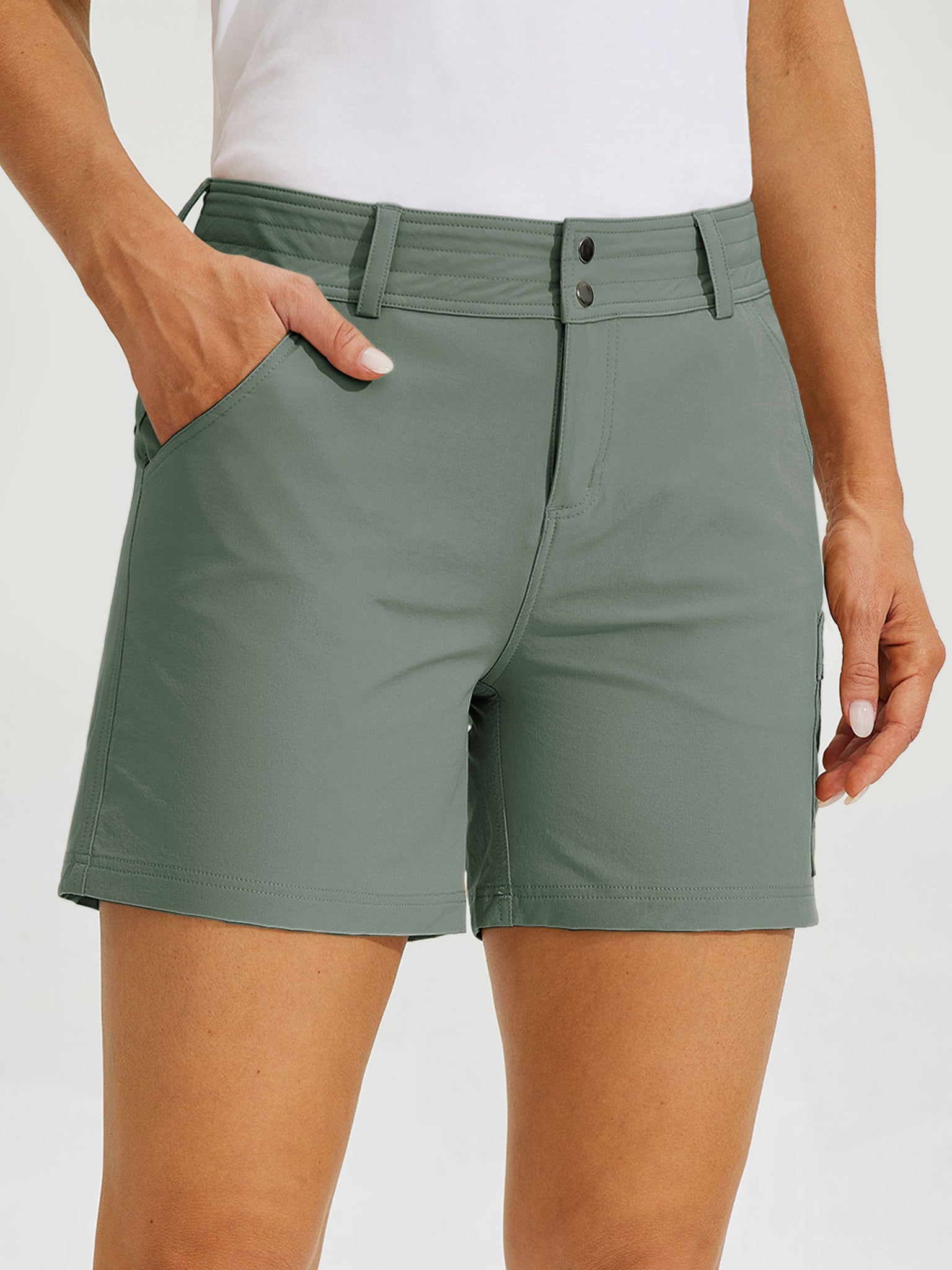 Women's Outdoor Pro Shorts 5Inch_Green1