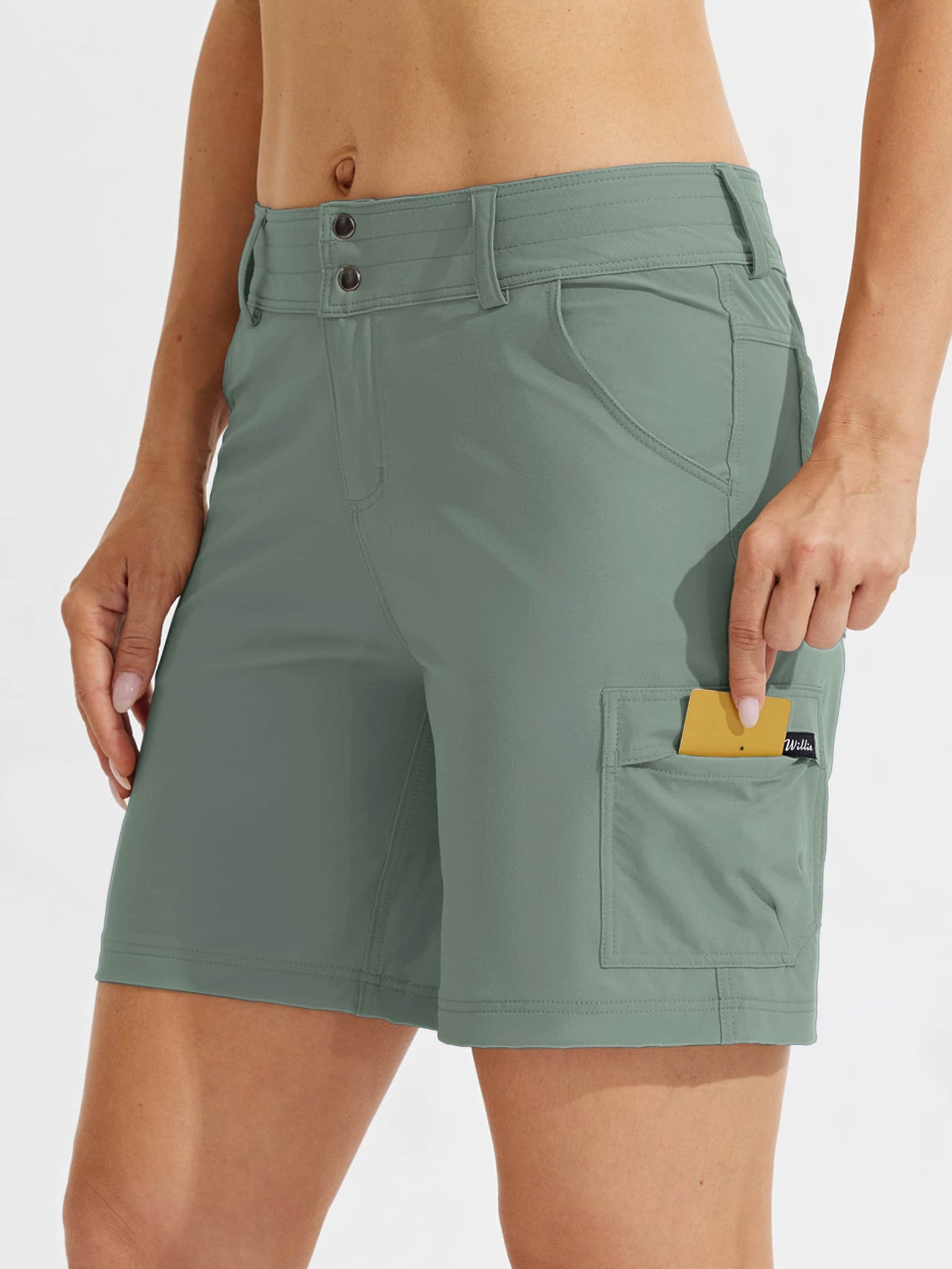 Women's Outdoor Pro Shorts Green_hover_model