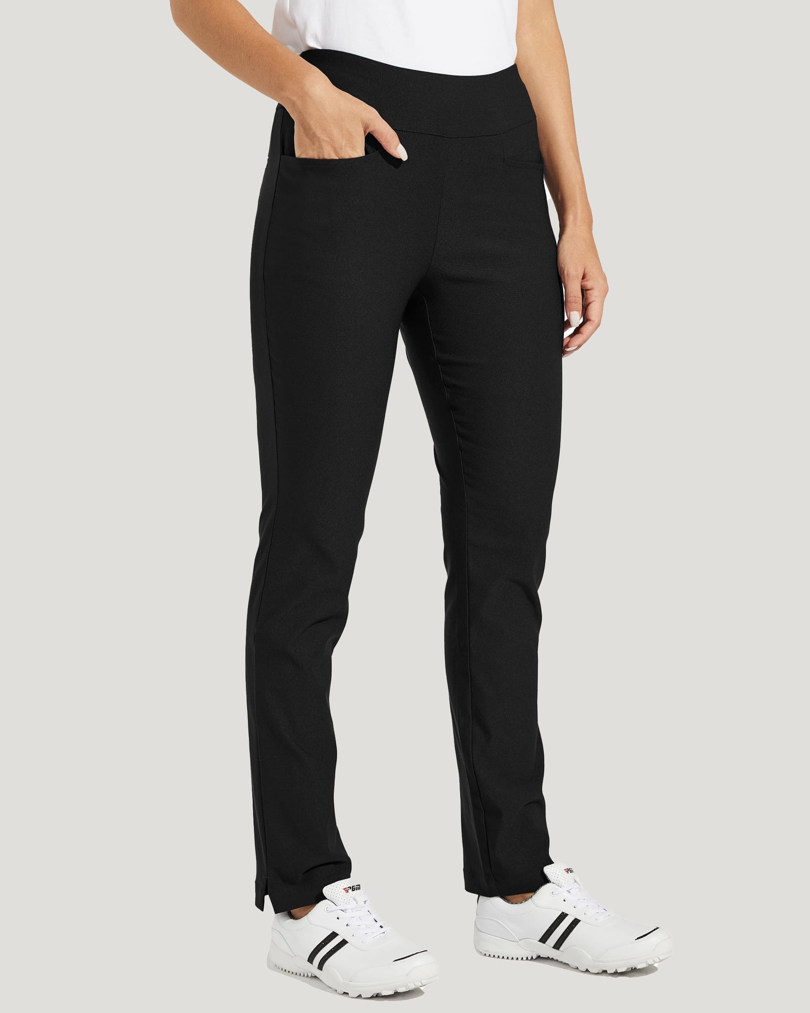 Women's Golf Pull-On Pants_Black_model2