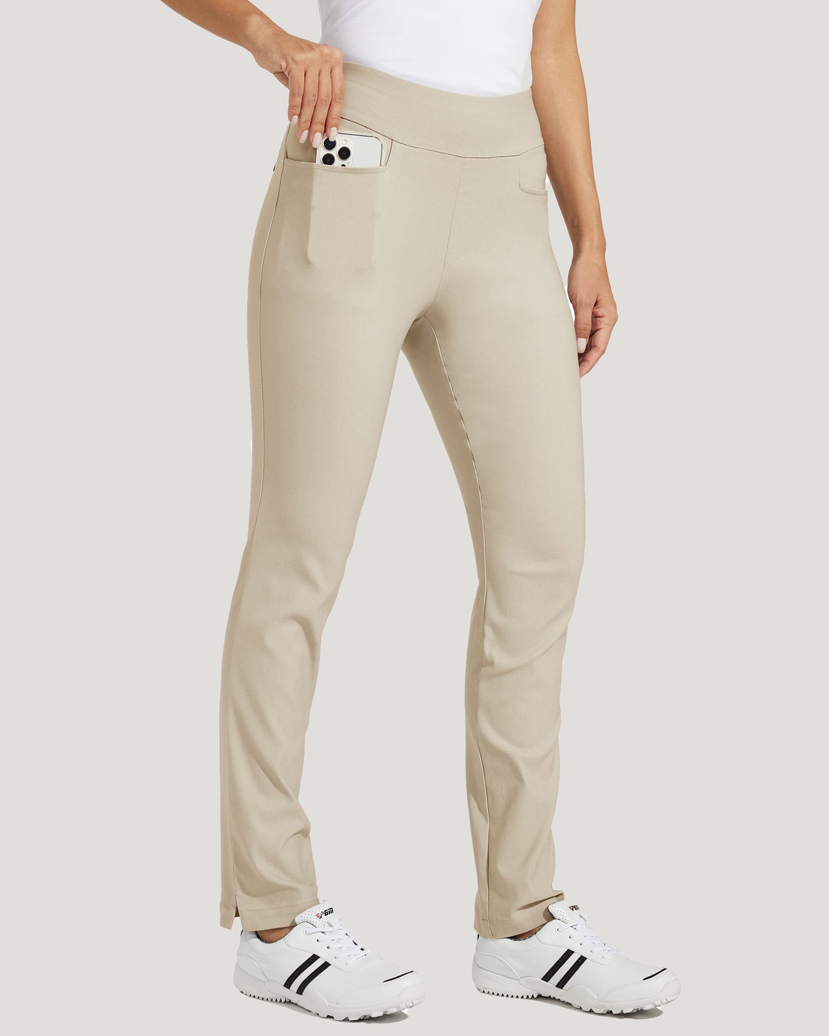 Women's Golf Pull-On Pants_Khaki_model2