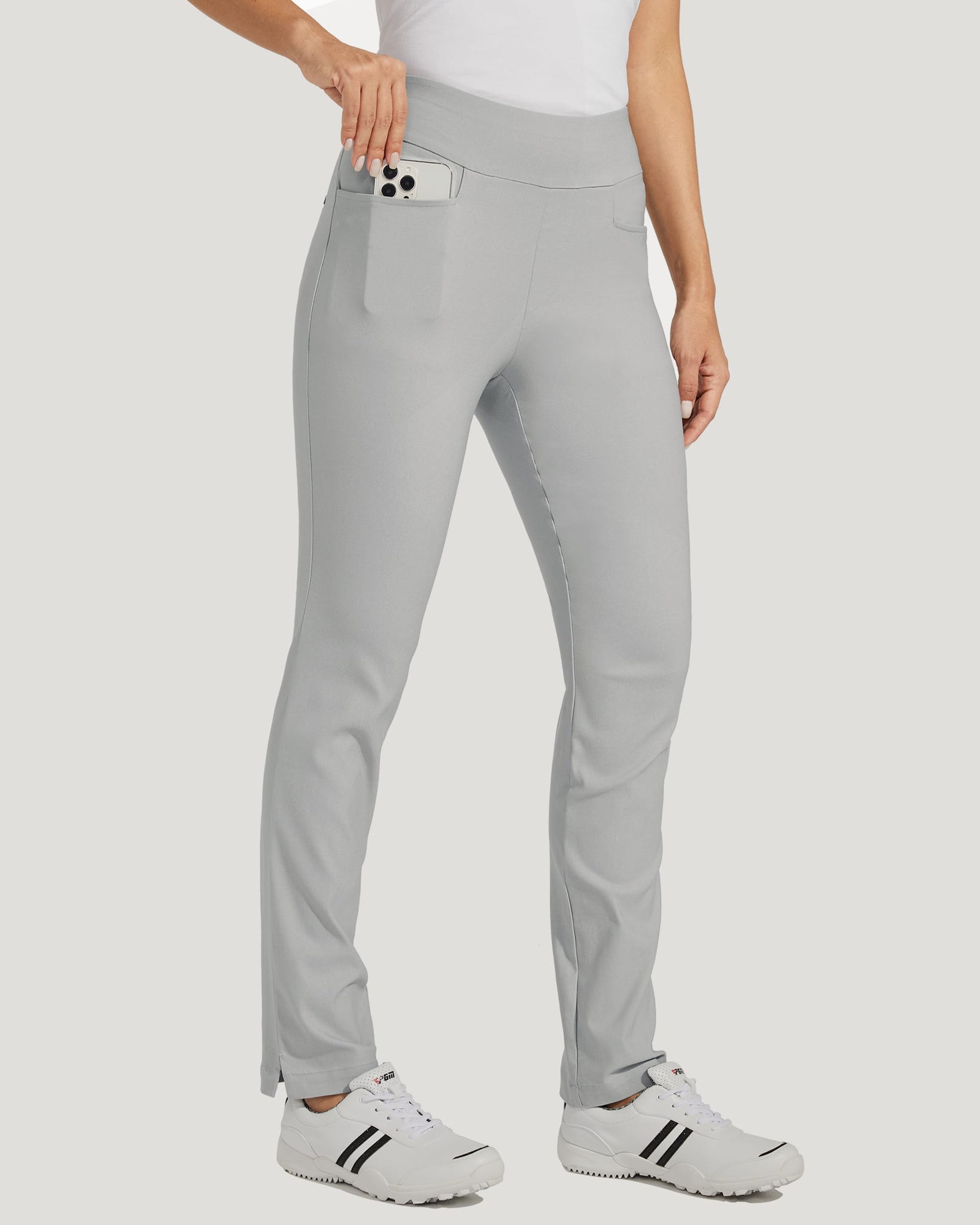 Women's Golf Pull-On Pants_LightGray_model1