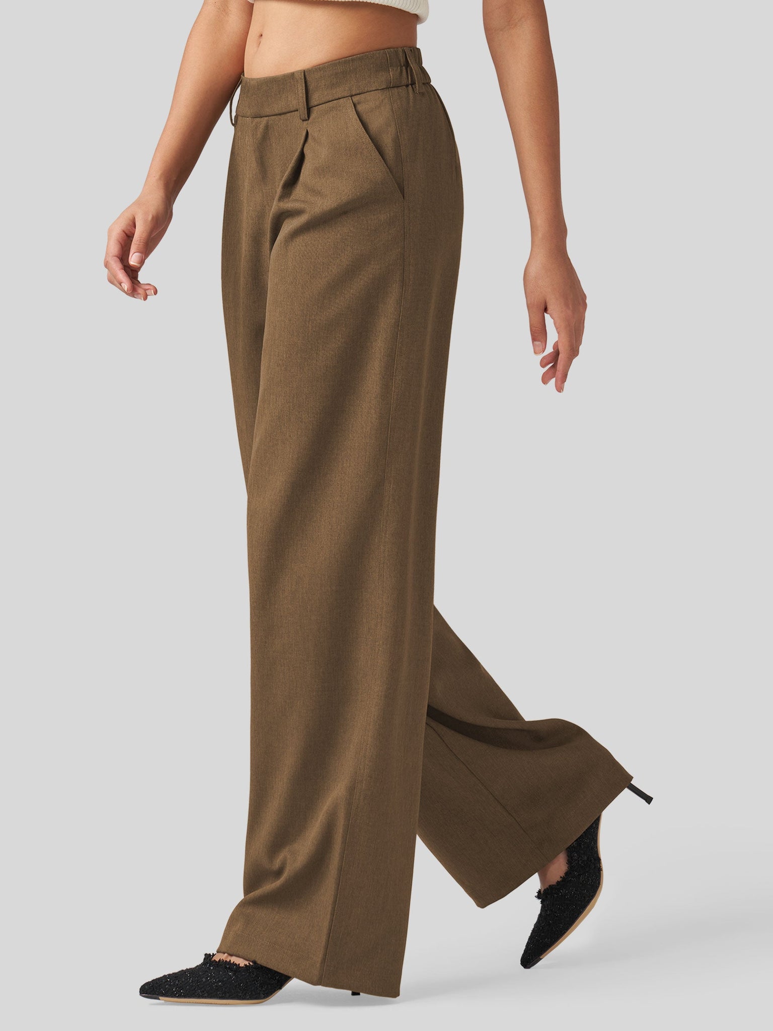 Willit Women's Pleated Wide Leg Pants 31 Inch_brown