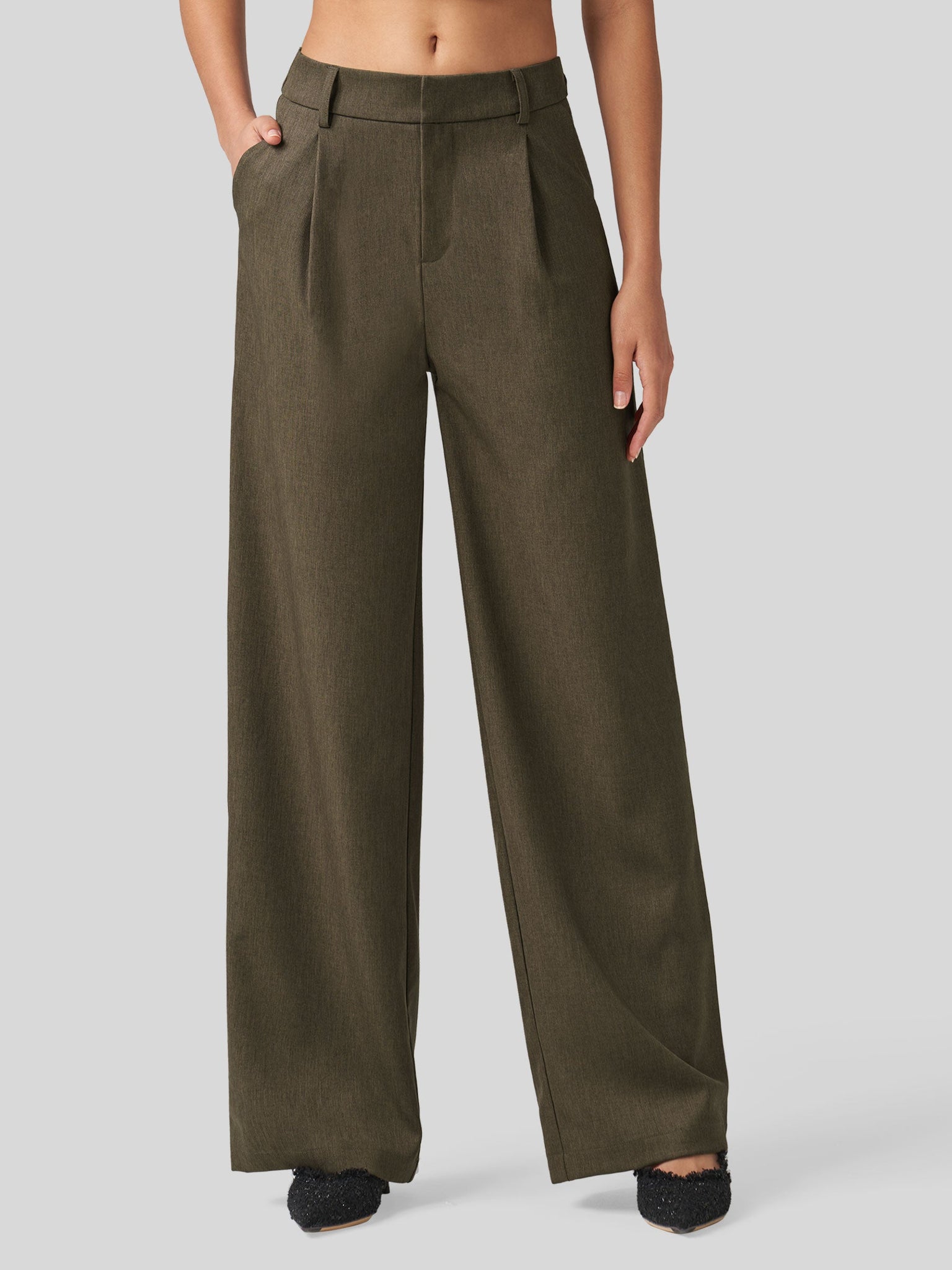 Willit Women's Pleated Wide Leg Pants 31 Inch_tawny