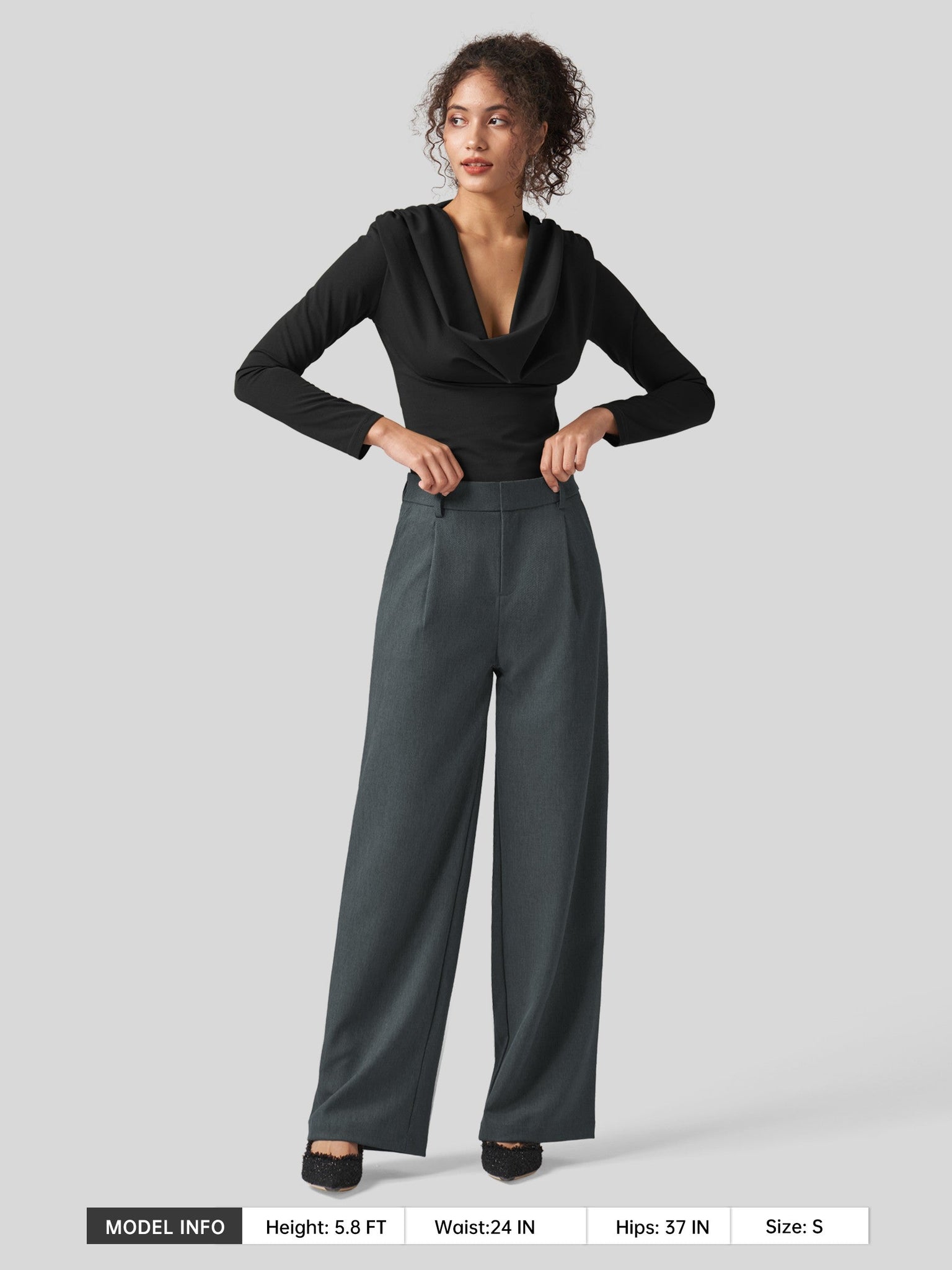Willit Women's Pleated Wide Leg Pants 31 Inch_deep gray