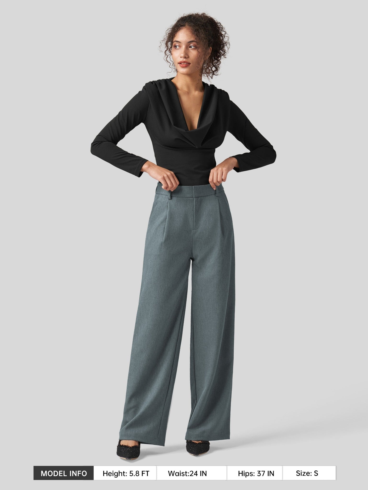 Willit Women's Pleated Wide Leg Pants 31 Inch_ink gray