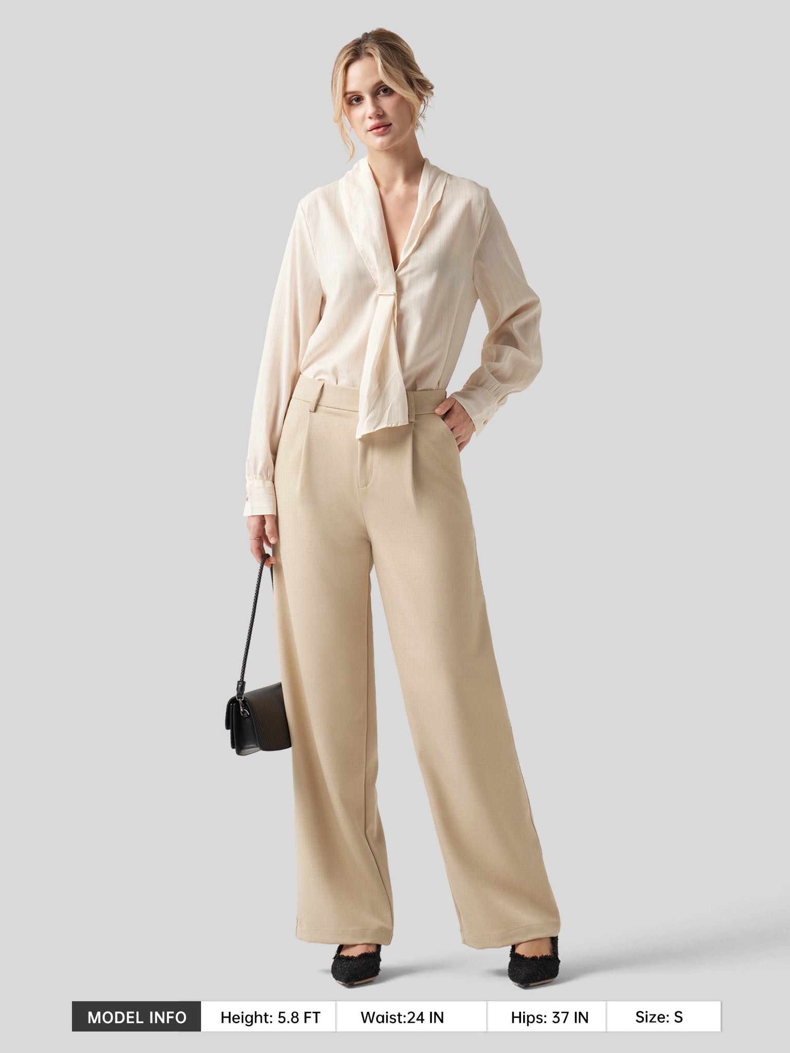 Willit Women's Pleated Wide Leg Pants 31 Inch_khaki