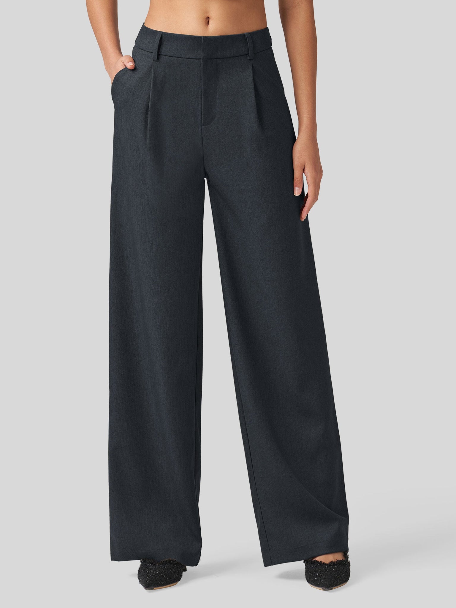 Willit Women's Pleated Wide Leg Pants 31 Inch_navy