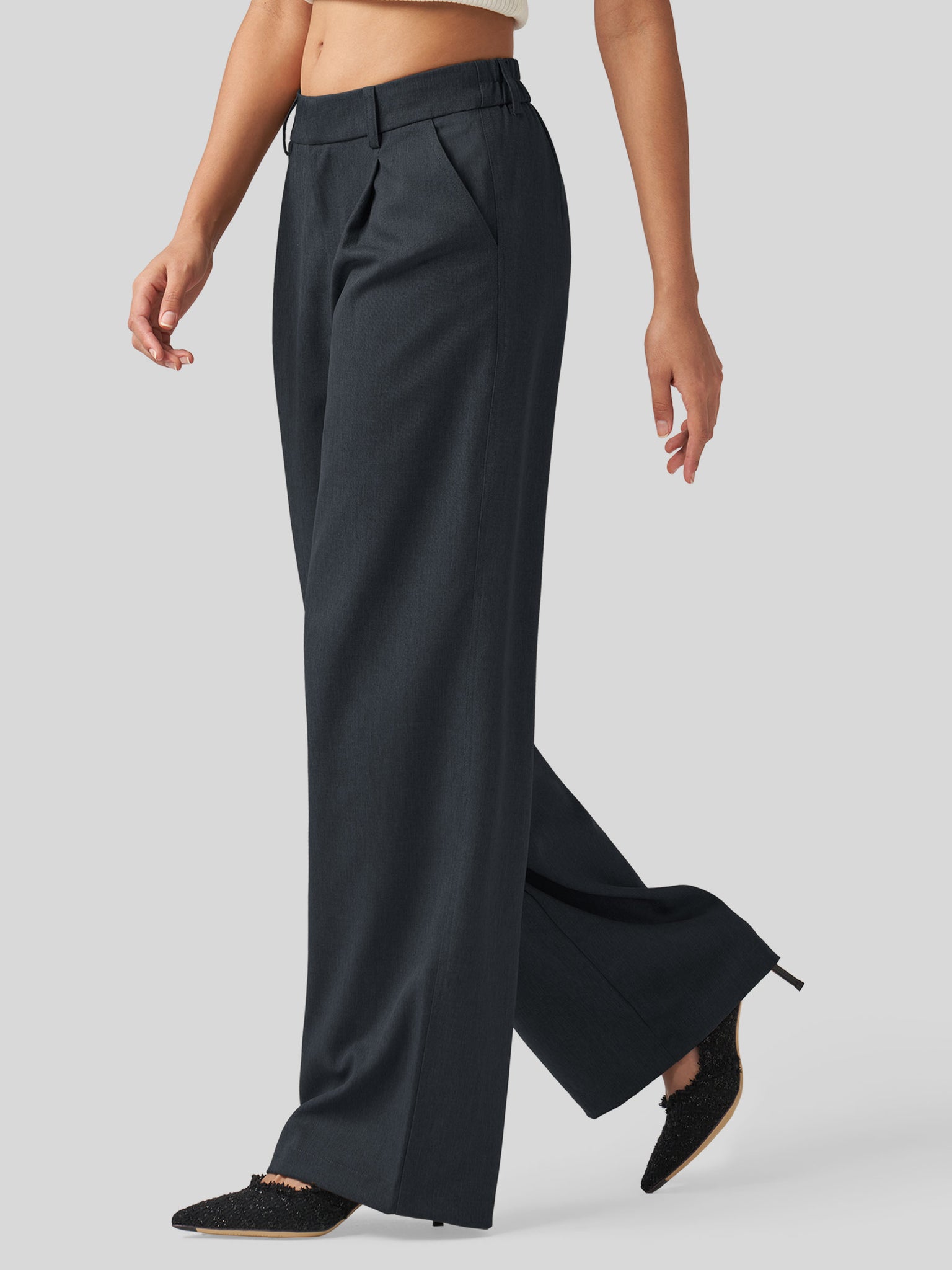 Women's Pleated Wide Leg Pants 29 Inch