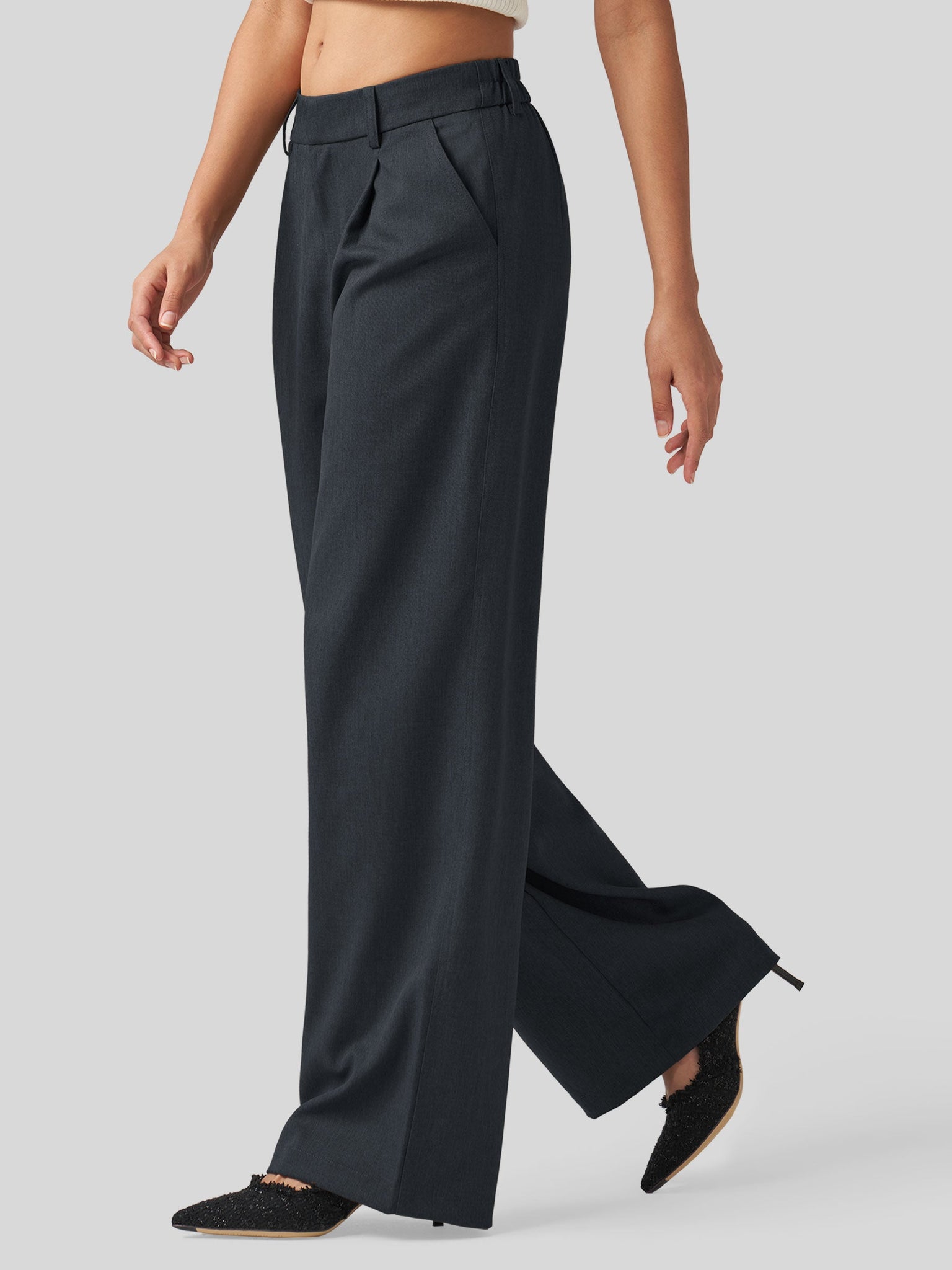 Willit Women's Pleated Wide Leg Pants 31 Inch_navy
