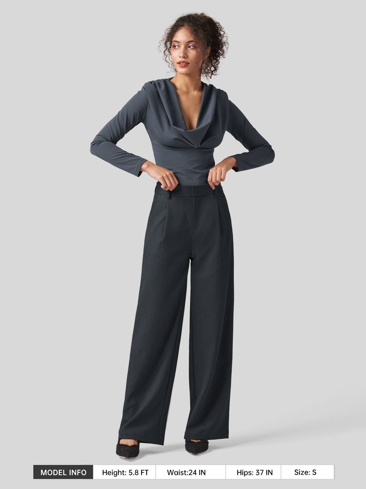 Willit Women's Pleated Wide Leg Pants 31 Inch_navy