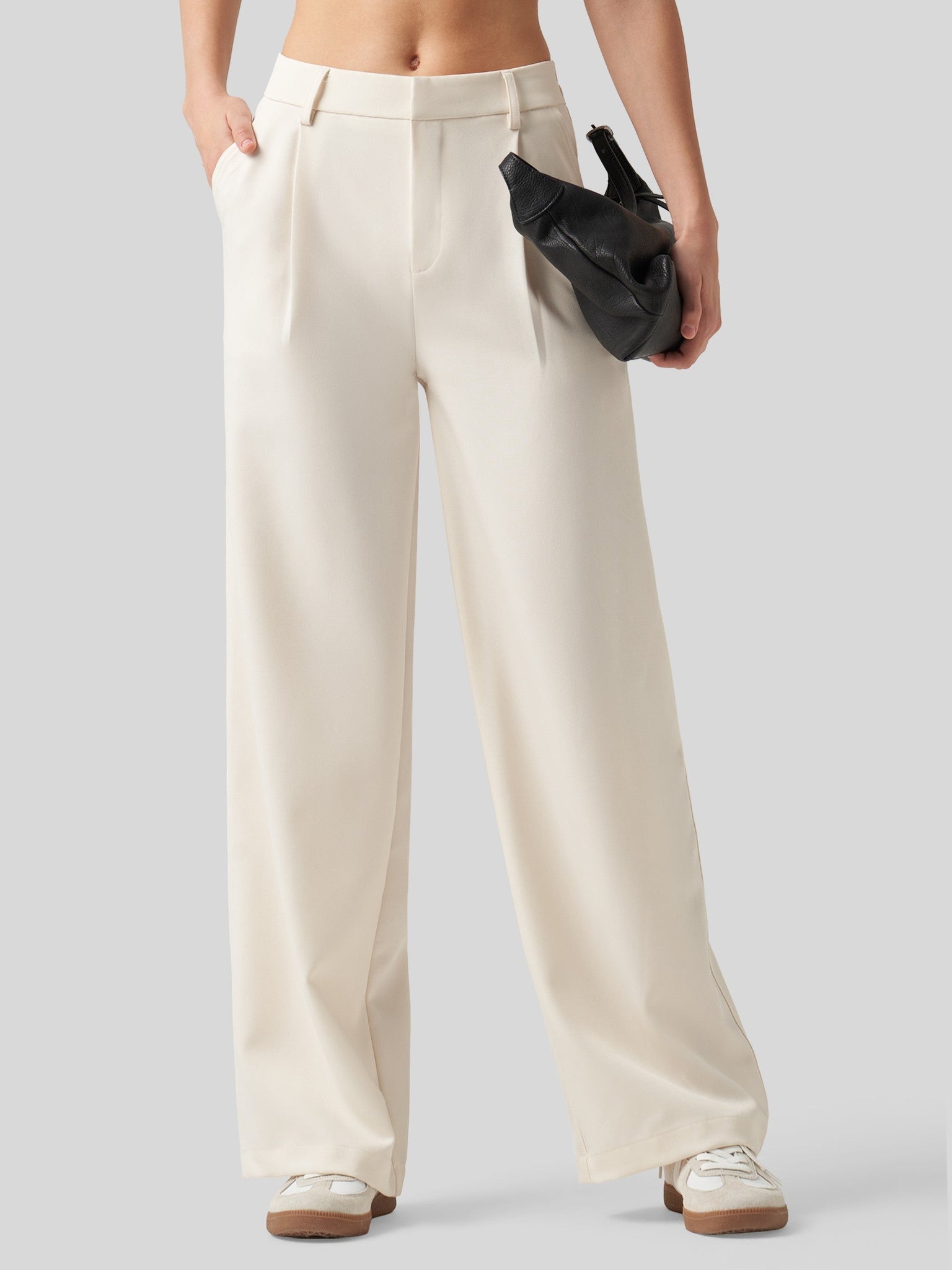 Willit Women's Pleated Wide Leg Pants 31 Inch_off-white