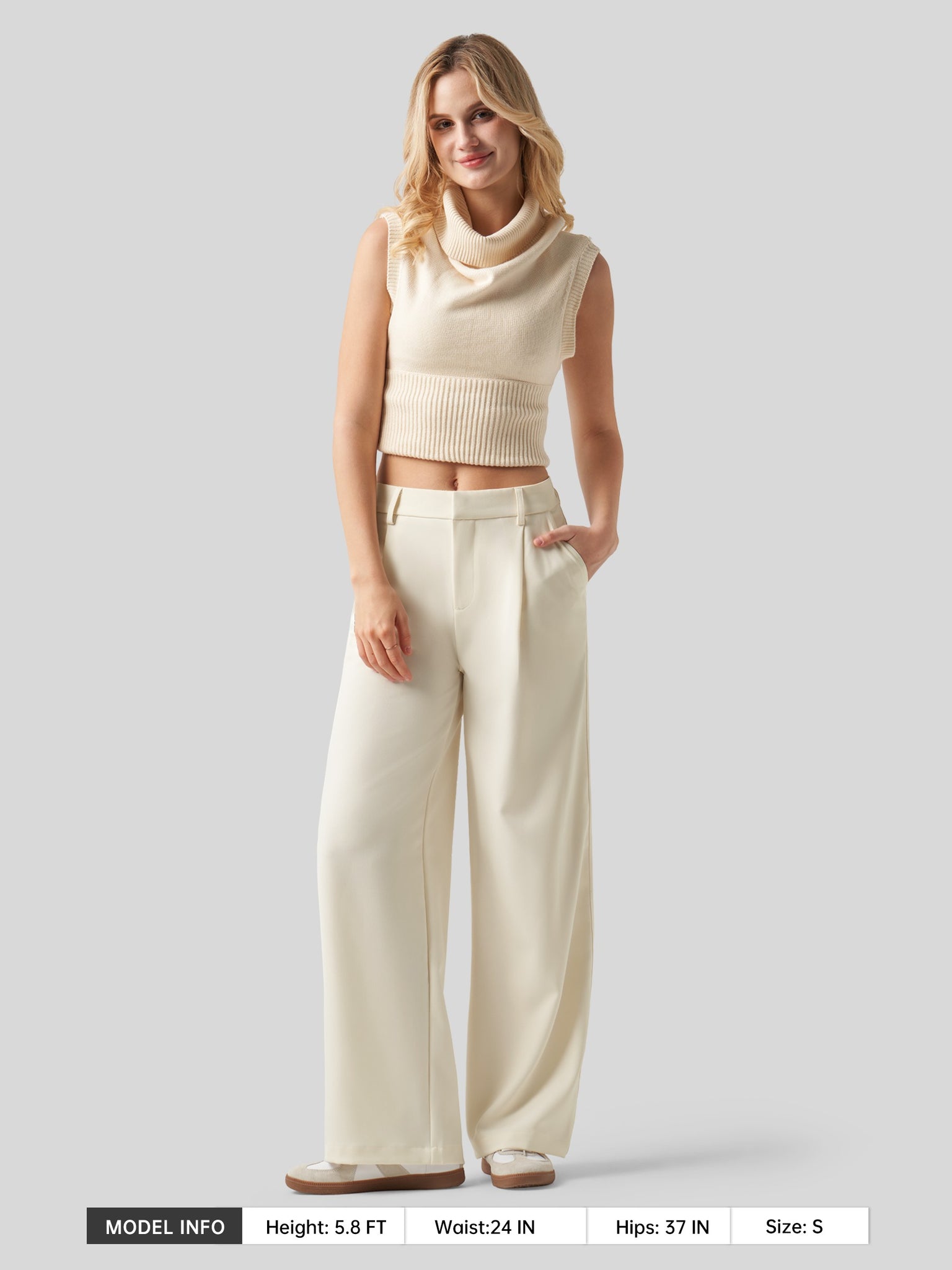 Women's Pleated Wide Leg Pants 29 Inch