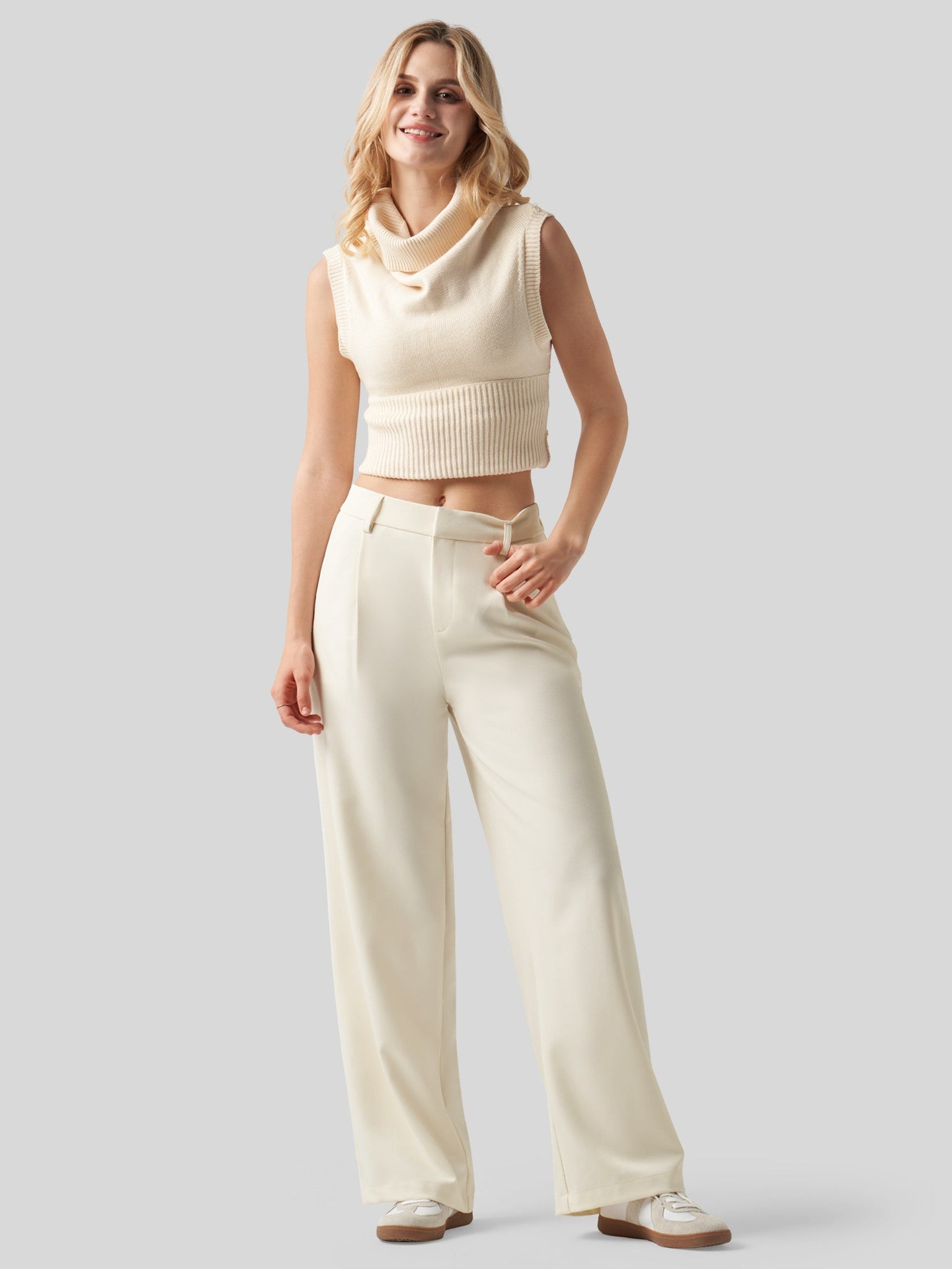 Willit Women's Pleated Wide Leg Pants 31 Inch_off-white