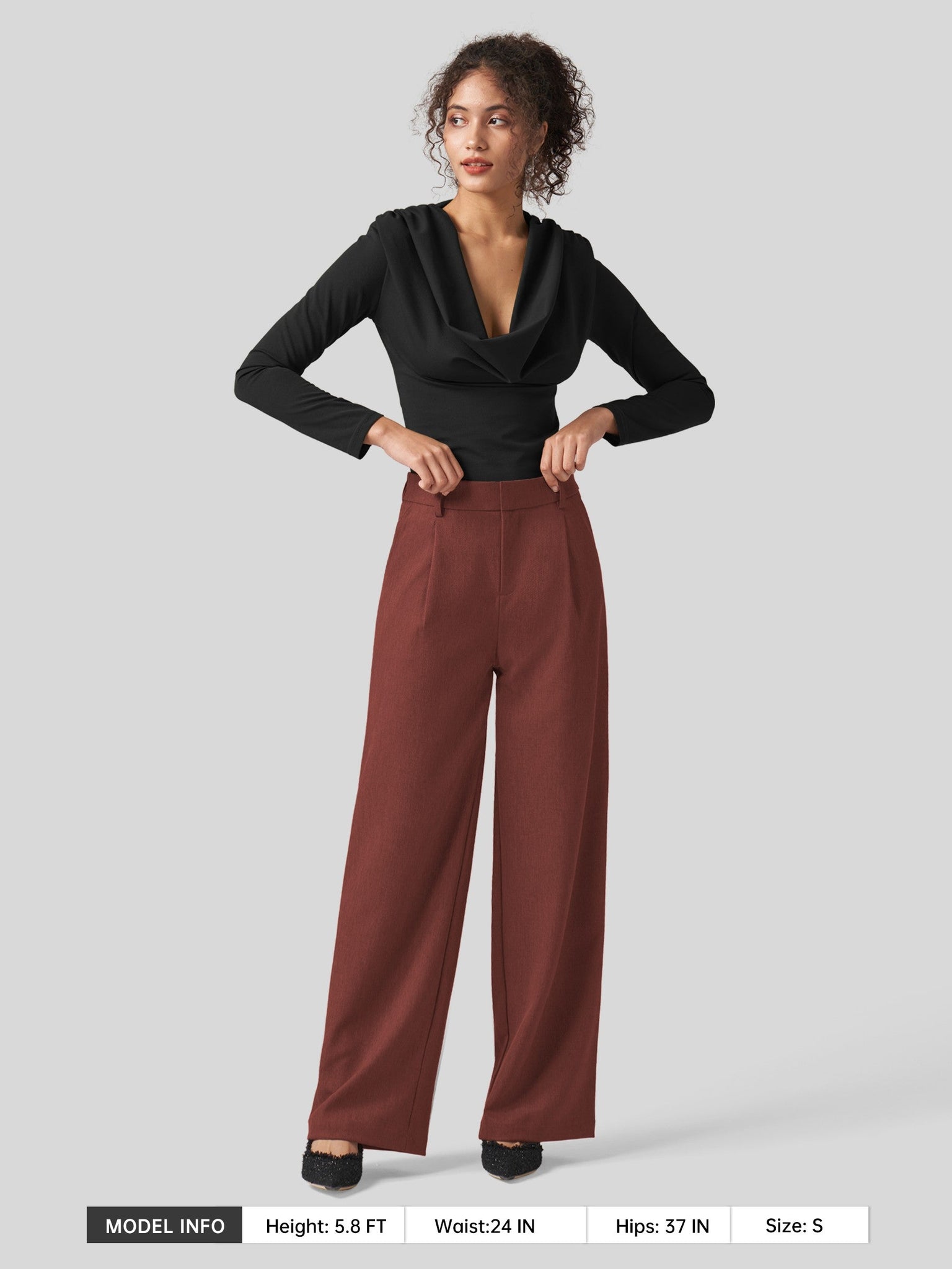Willit Women's Pleated Wide Leg Pants 31 Inch_wine red