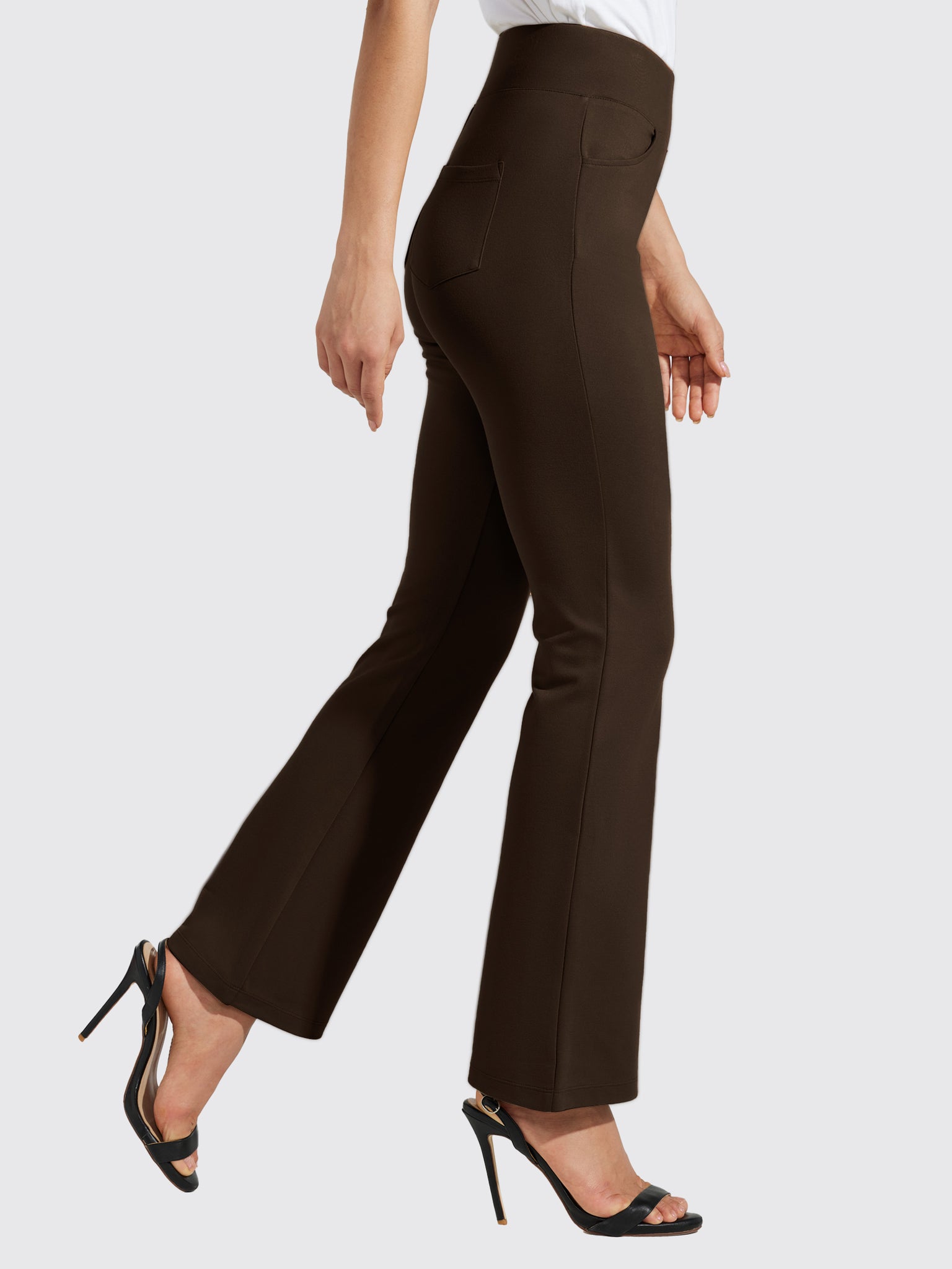 Women's Pull-On Slim Bootcut Pants_Brown_model4