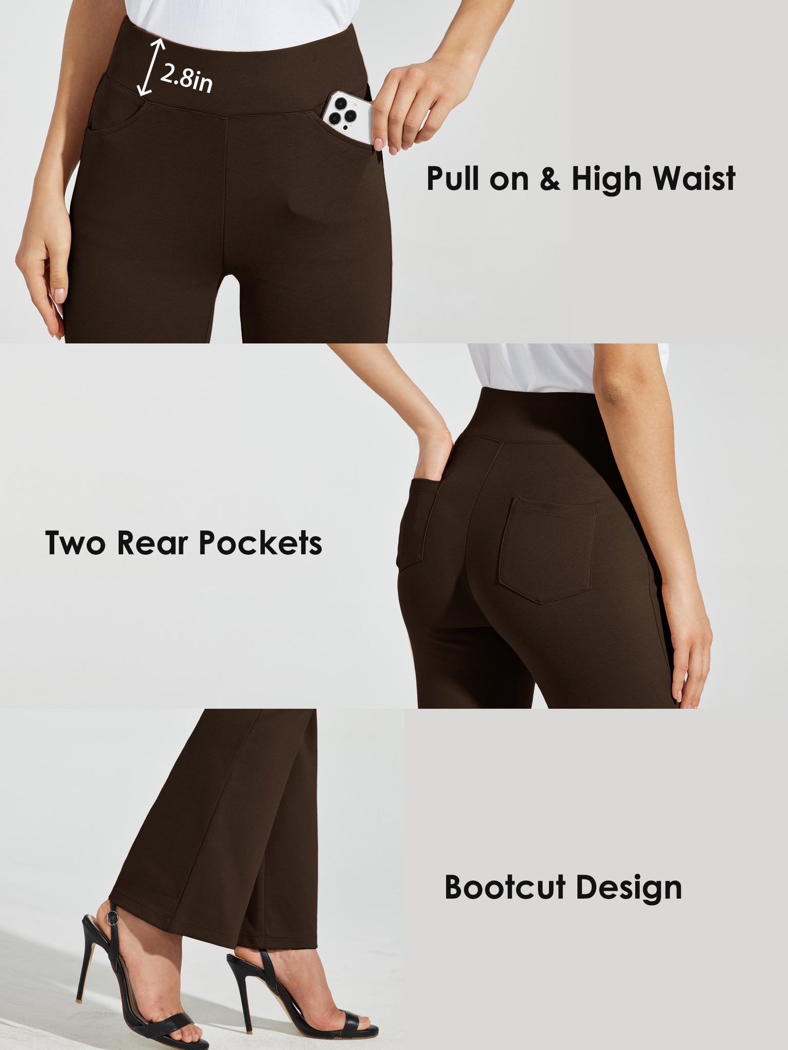 Women's Pull-On Slim Bootcut Pants_Brown_model6