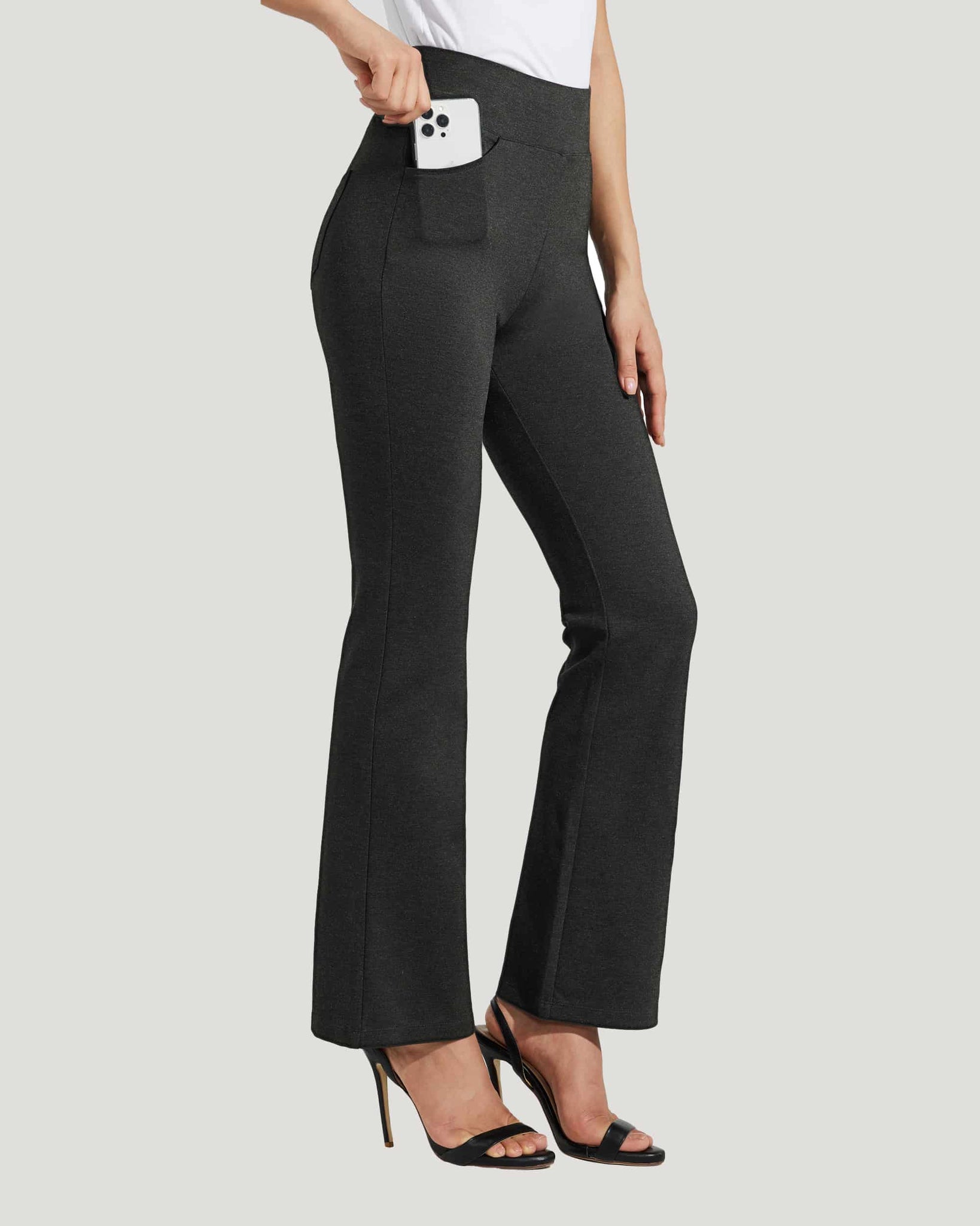 Women's Pull-On Slim Bootcut Pants_DarkGray_model1