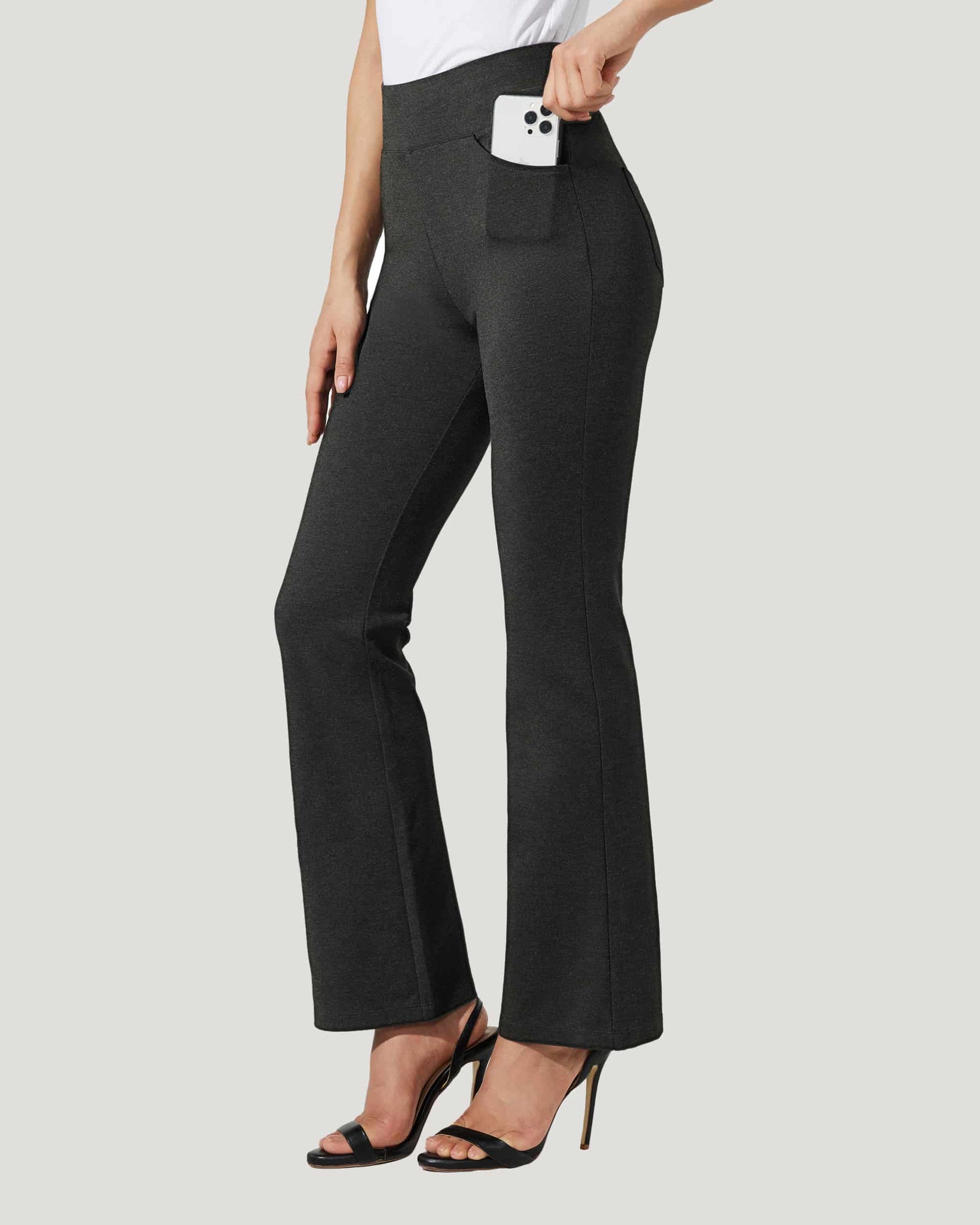 Women's Pull-On Slim Bootcut Pants_DarkGray_model2