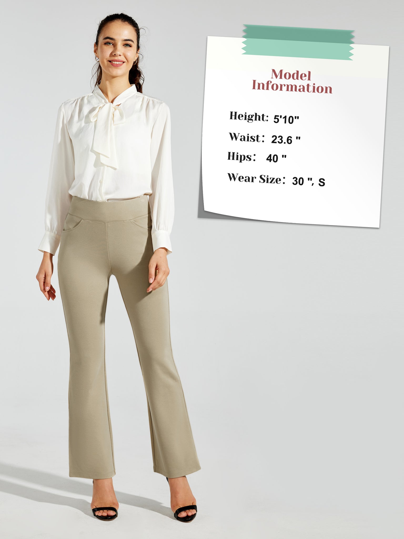 Women's Pull-On Slim Bootcut Pants_LightKhaki_model7