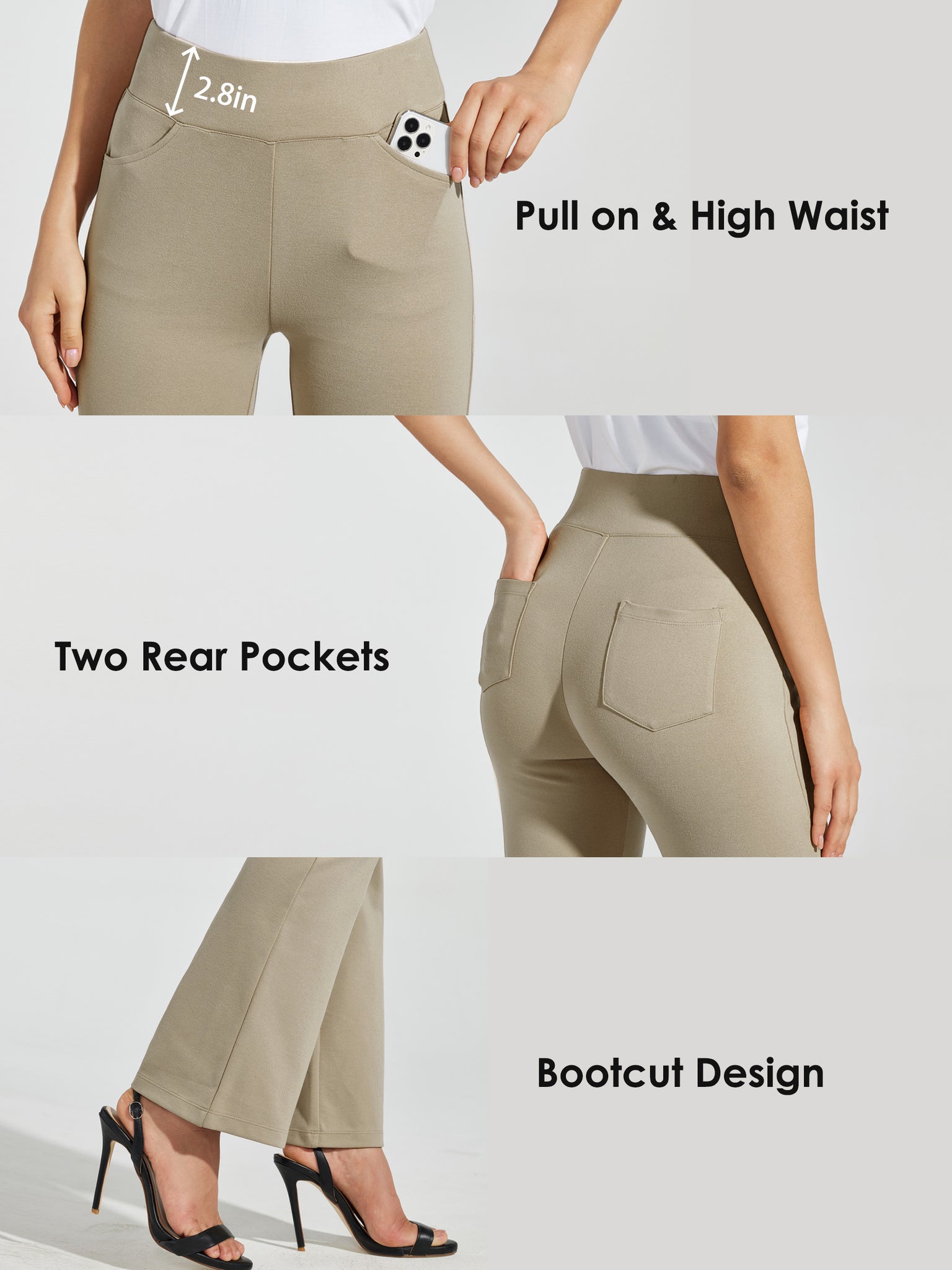 Women's Pull-On Slim Bootcut Pants_LightKhaki_model1