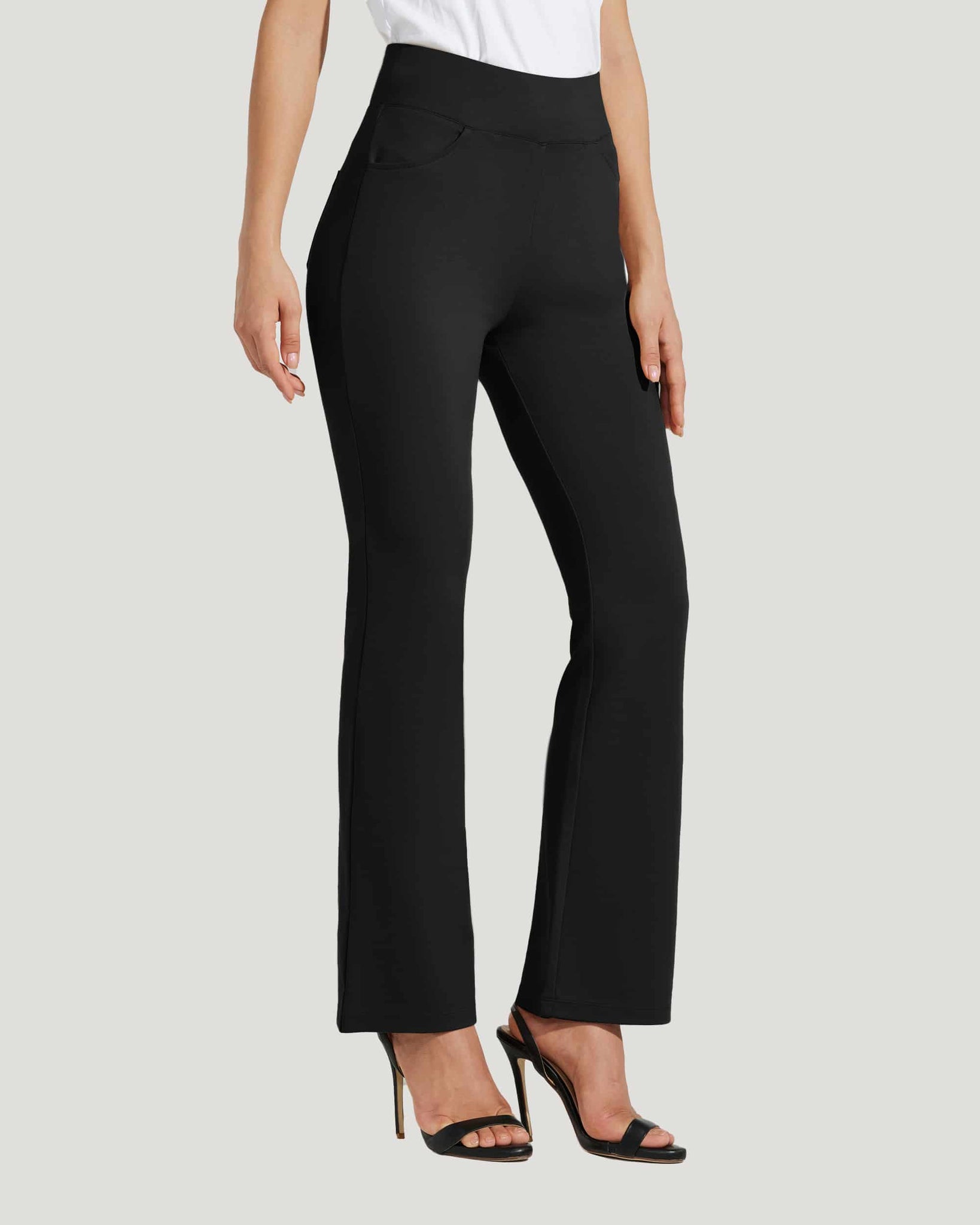 Women's Pull-On Slim Bootcut Pants_Black_model1