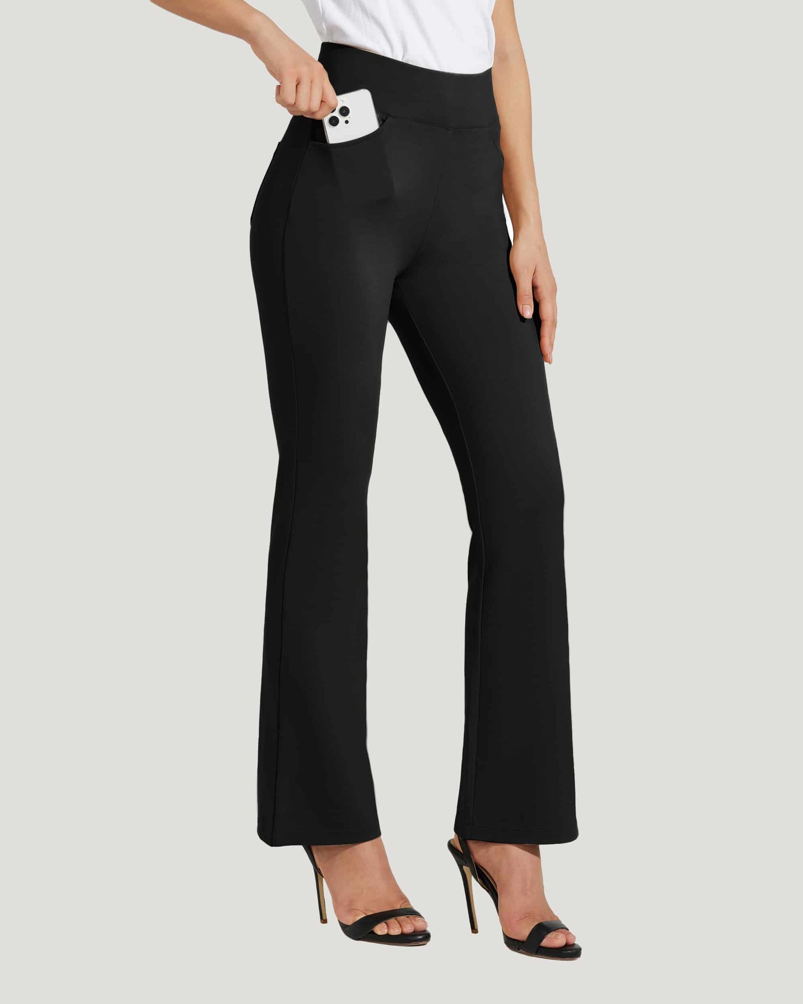 Women's Pull-On Slim Bootcut Pants_Black_model2