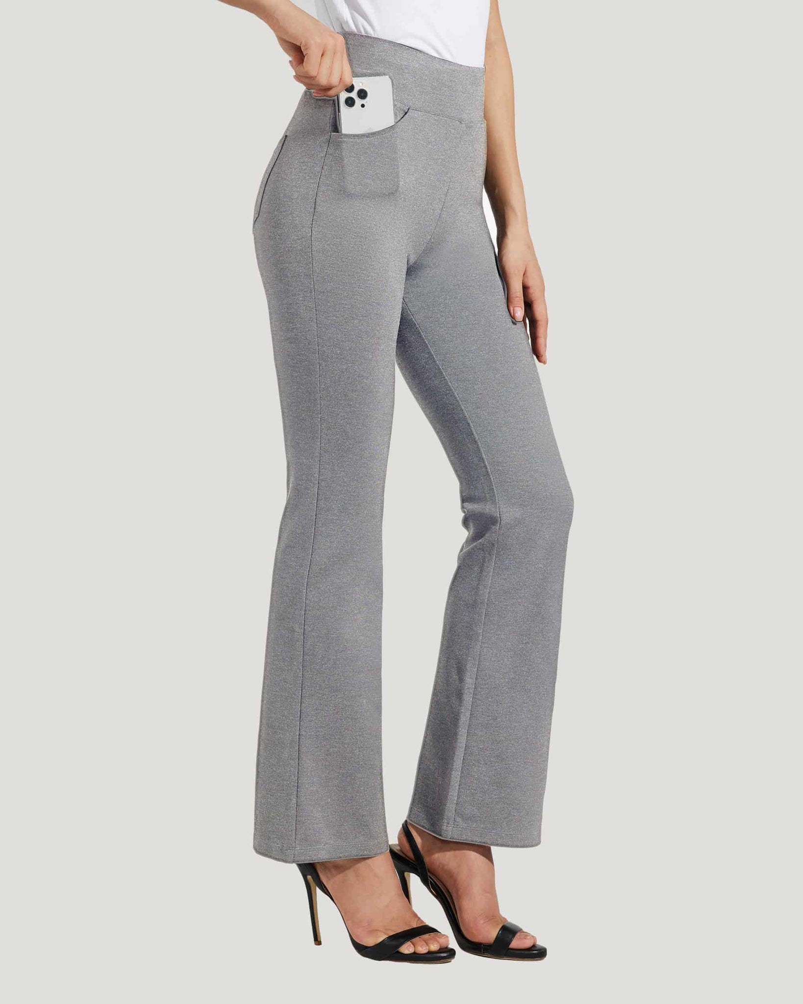 Women's Pull-On Slim Bootcut Pants_LightGray_model1