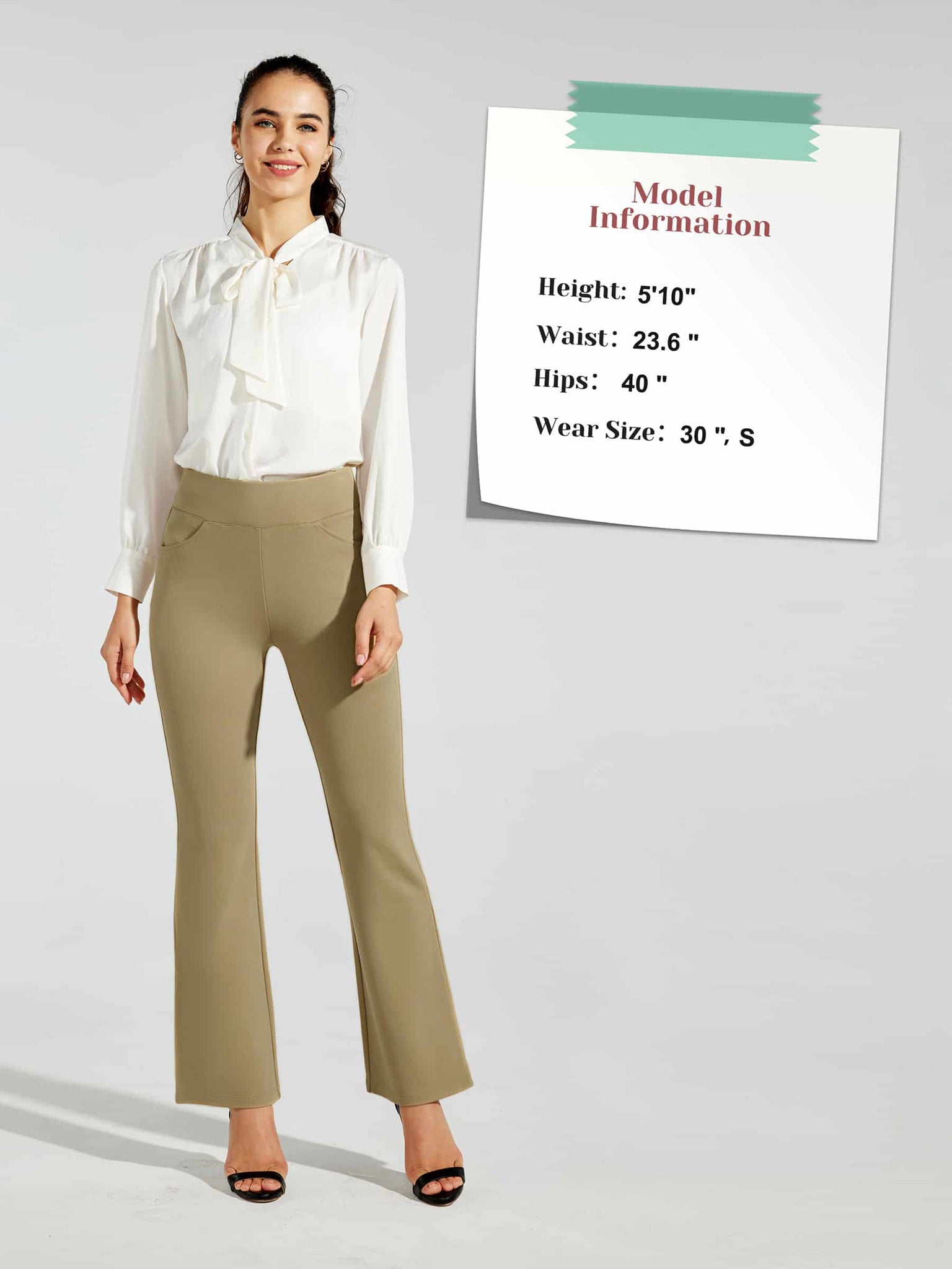 Women's Pull-On Slim Bootcut Pants_Khaki_model5