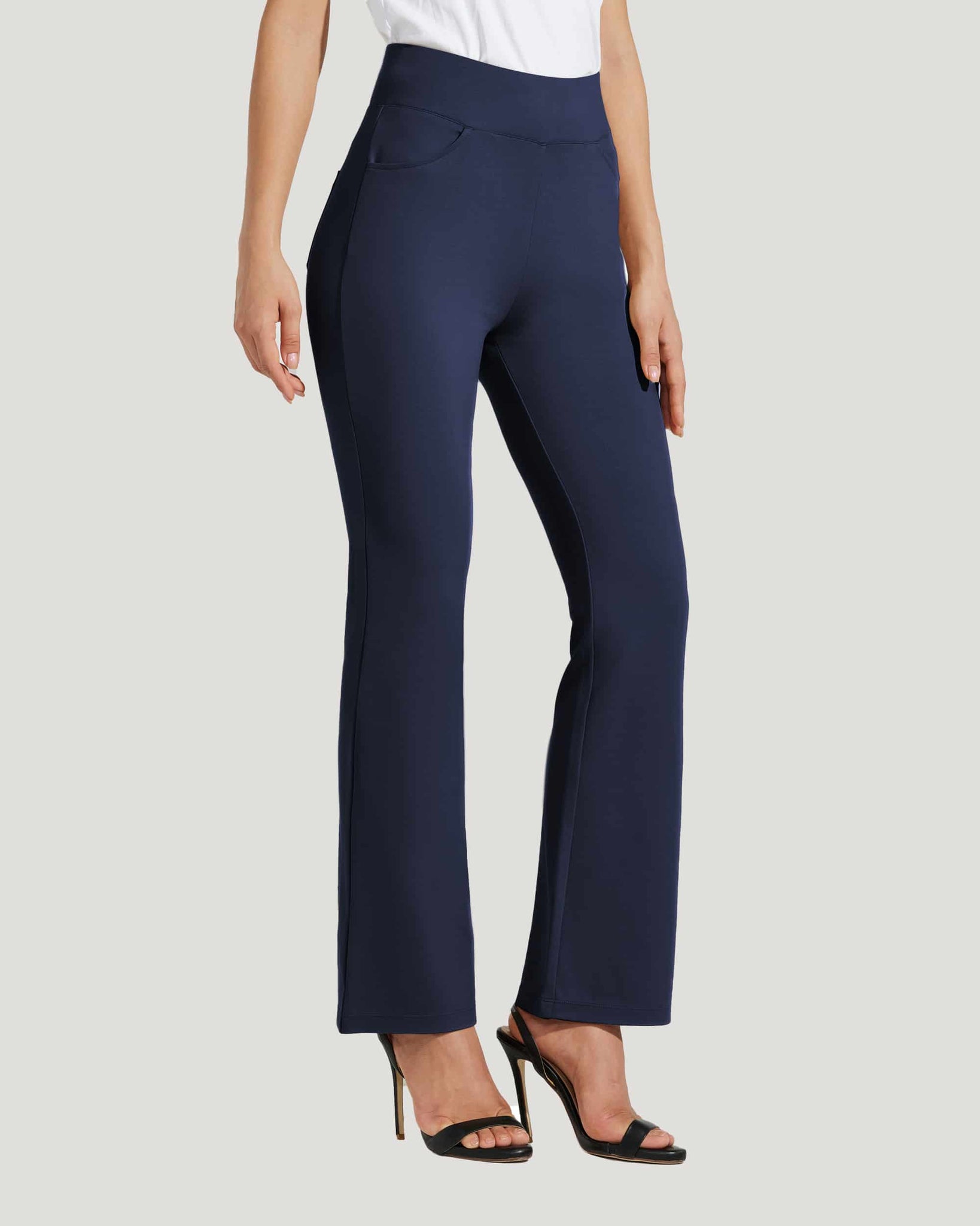 Women's Pull-On Slim Bootcut Pants_Navy_model1