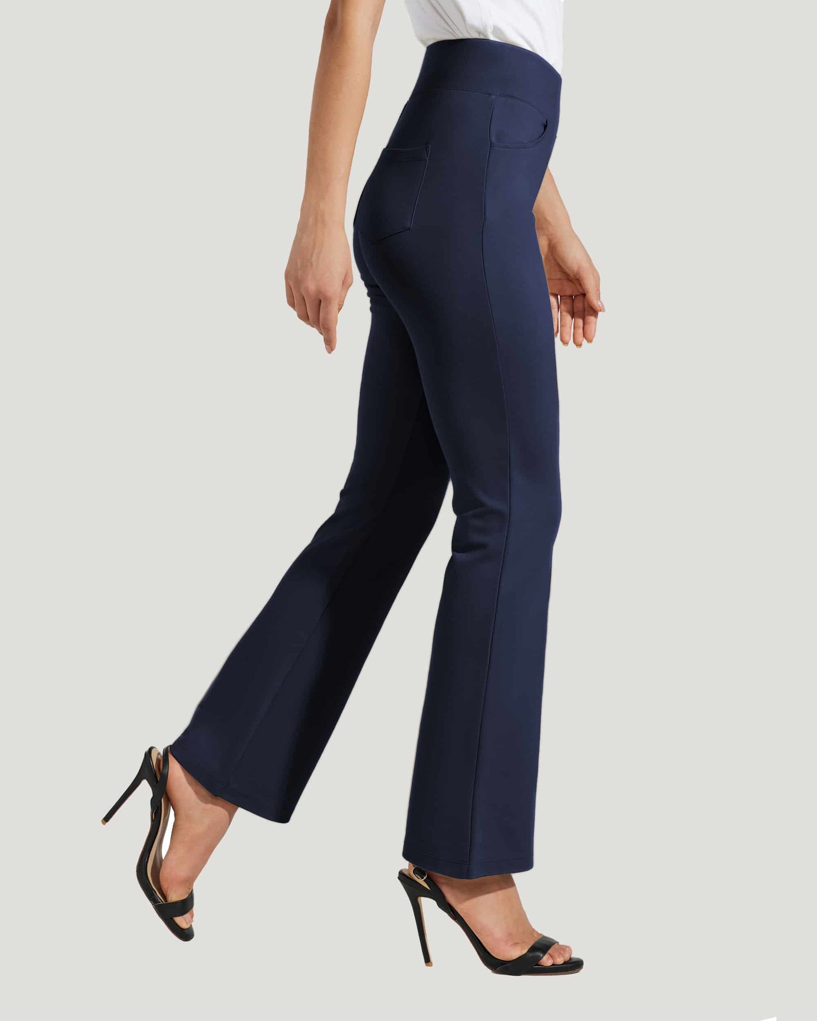 Women's Pull-On Slim Bootcut Pants_Navy_model2