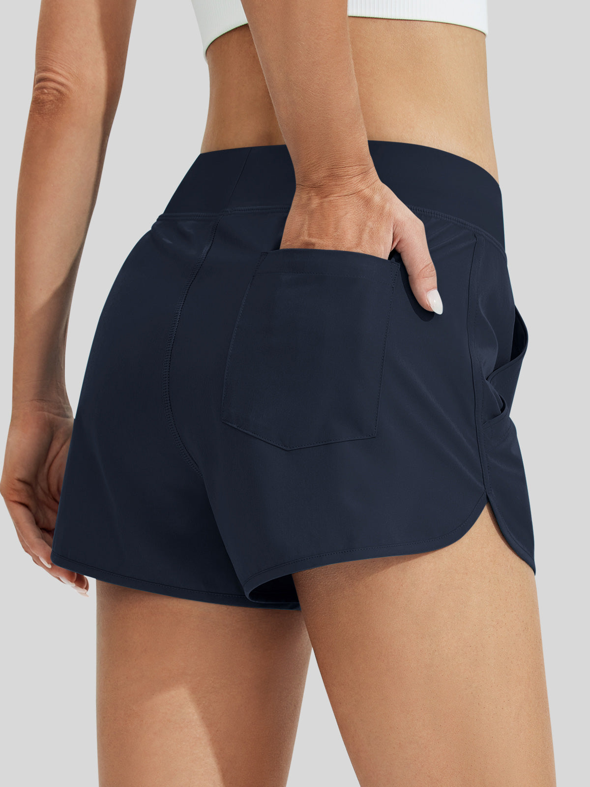 Willit Women's Seashore Boardshort 3 Inch in navy3