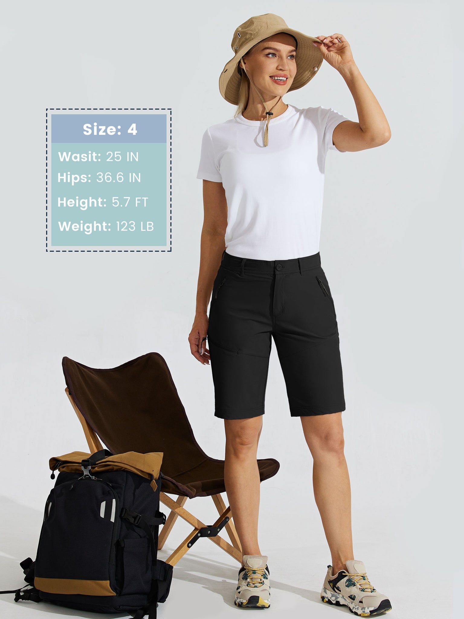 Women's Slim Leg Golf Shorts 10Inch_Black_model4