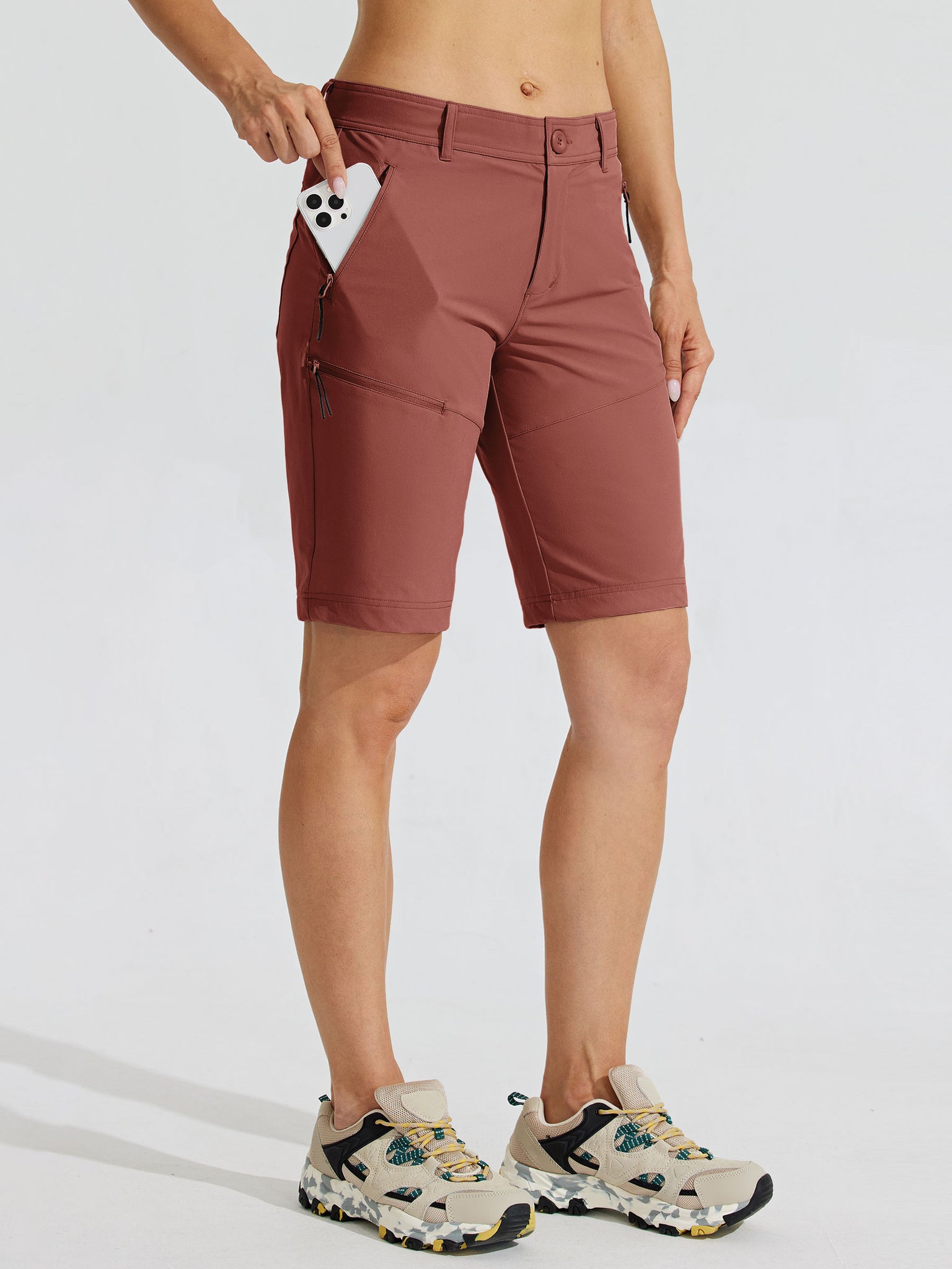 Women's Slim Leg Golf Shorts 10Inch_Cacao_model1