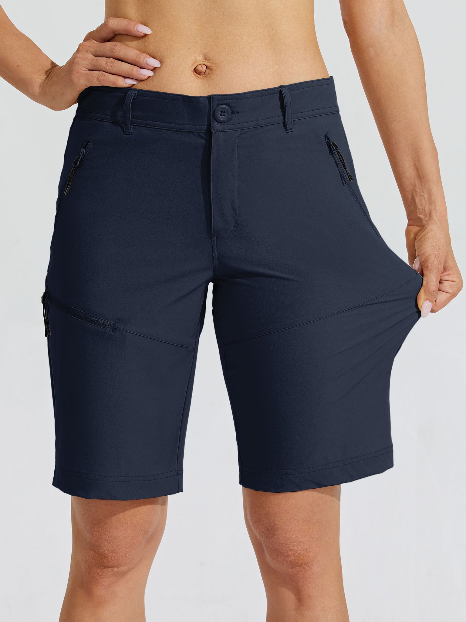 Women's Slim Leg Golf Shorts 10Inch_DeepBlue_model1