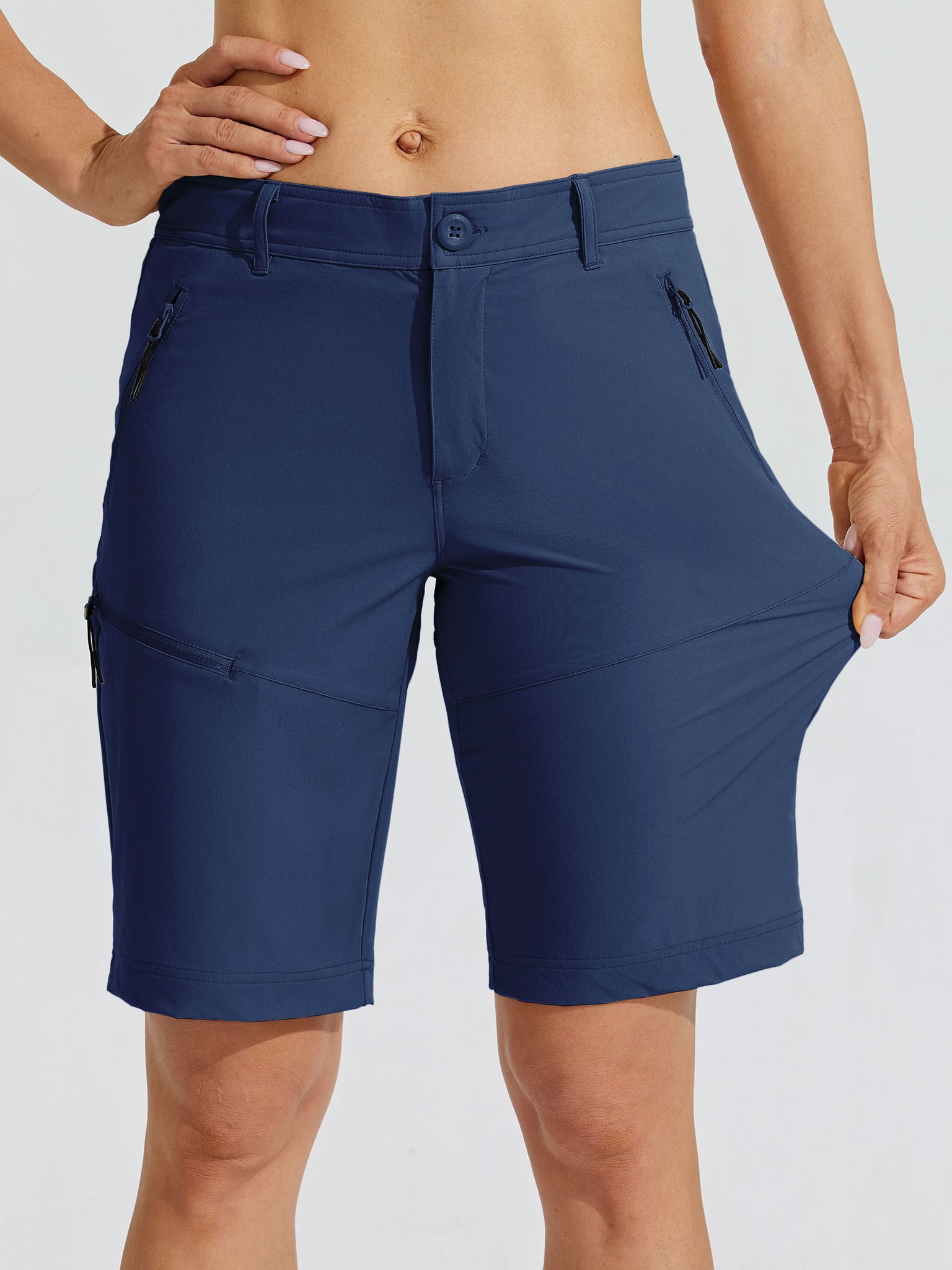 Women's Slim Leg Golf Shorts 10Inch_Navy_model2