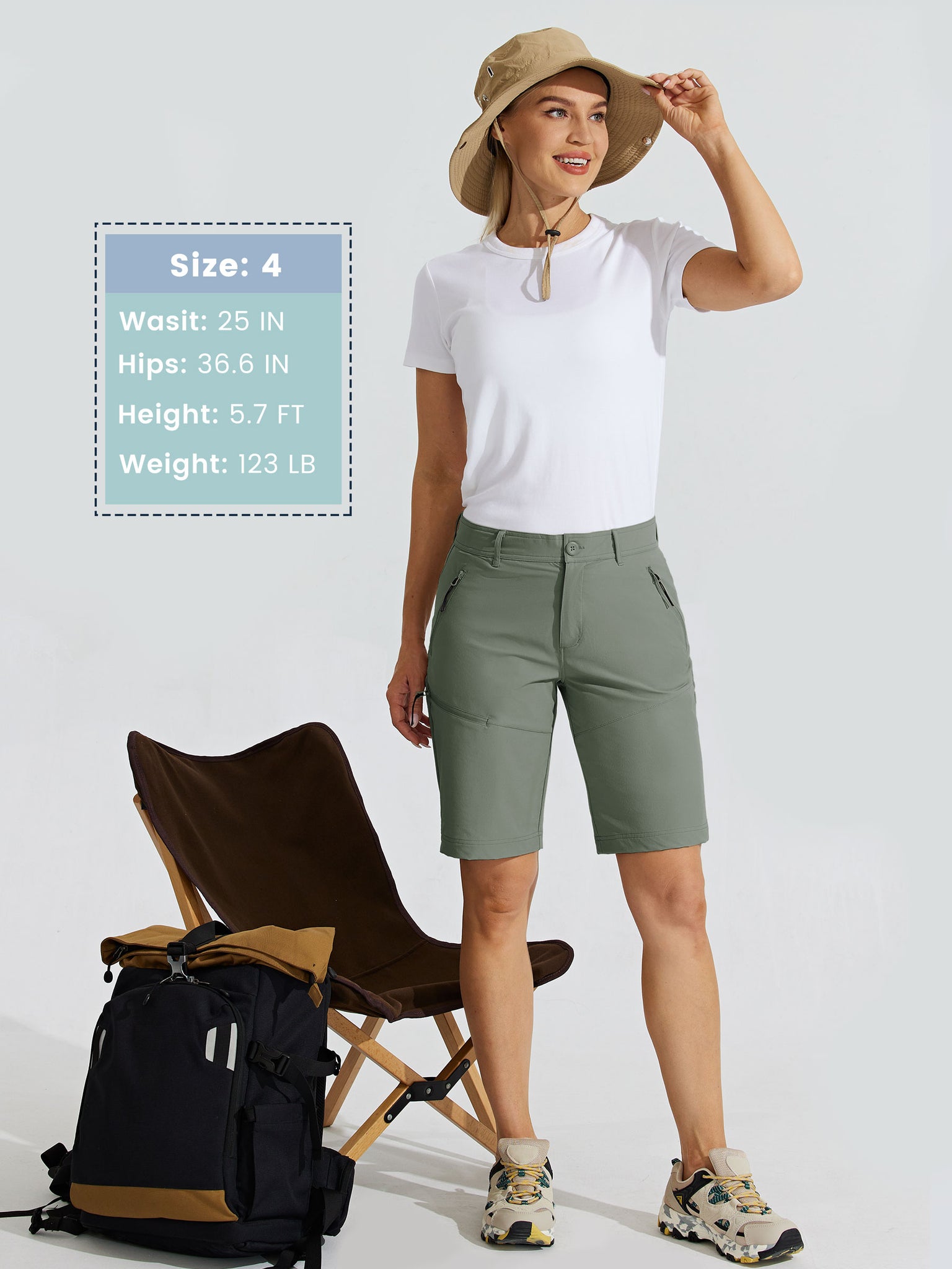 Women's Slim Leg Golf Shorts 10Inch_Green_model4