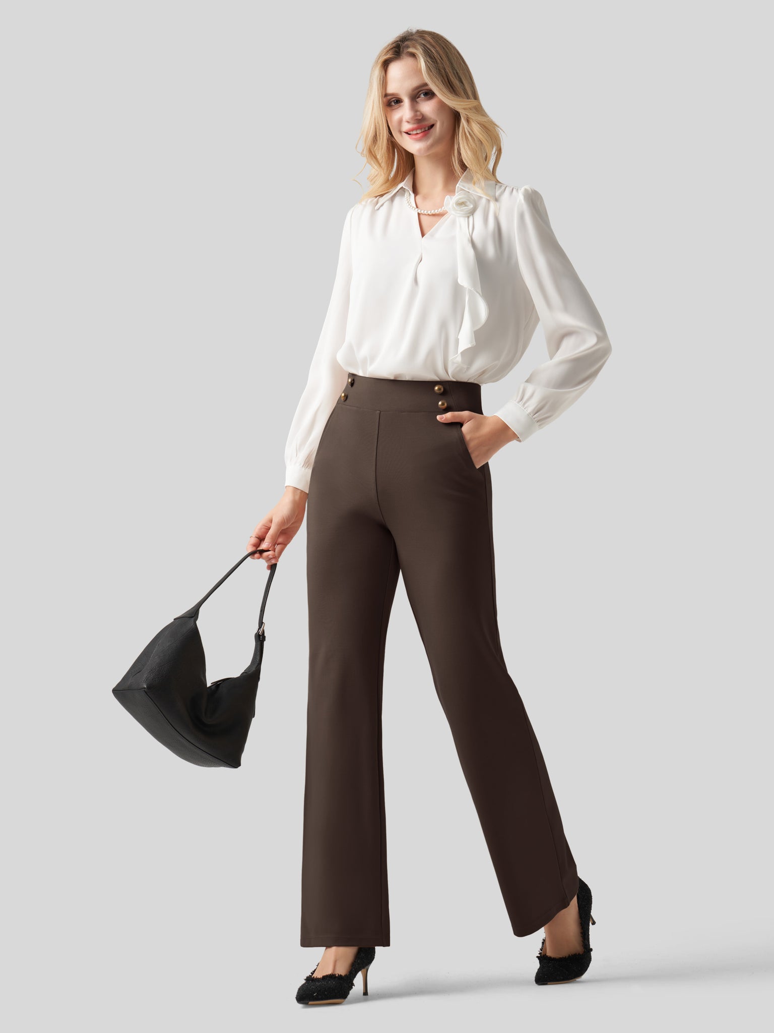 Women's Smooth Wide Leg Dress Pants 31 Inch