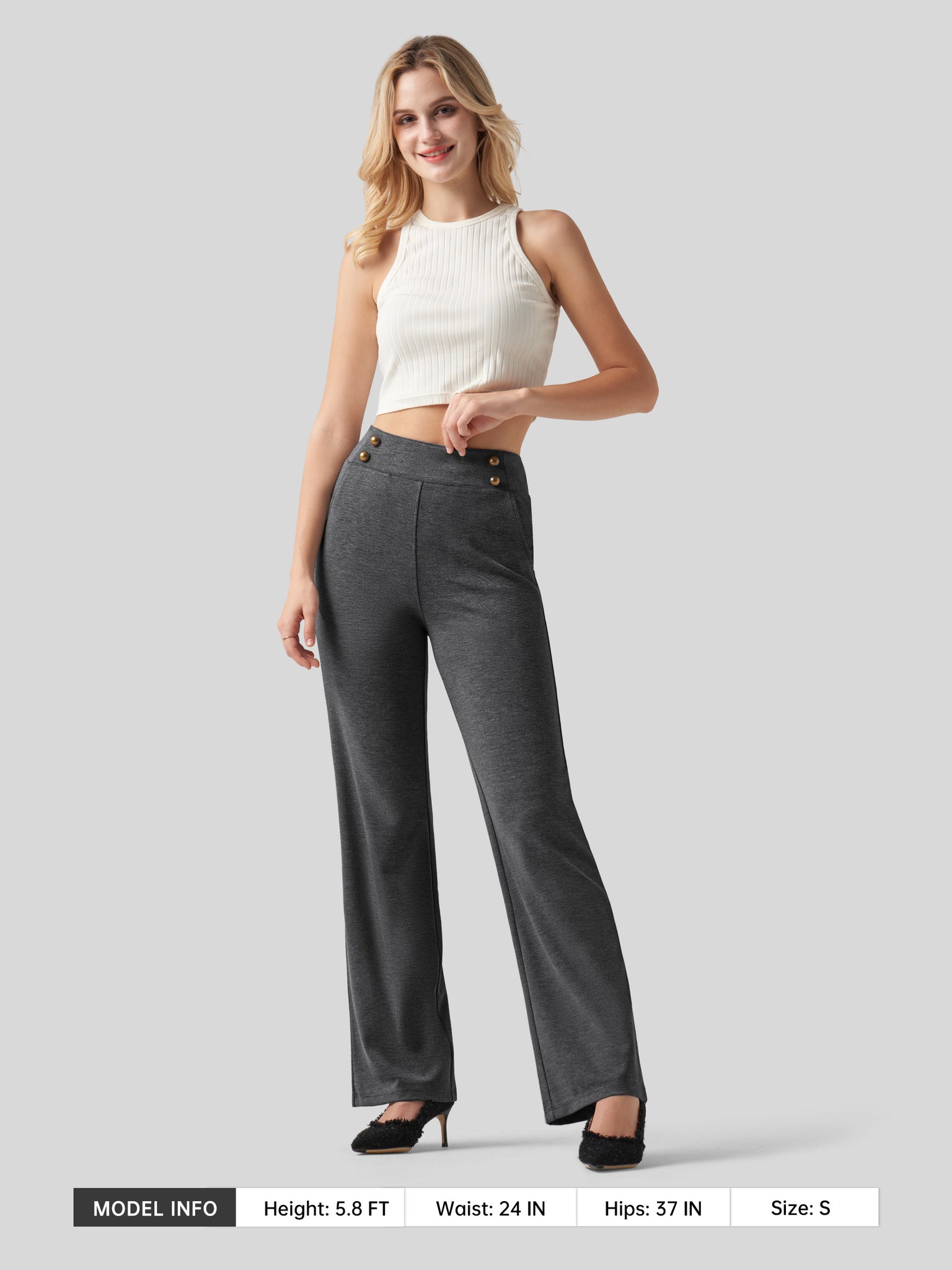 Women's Smooth Wide Leg Dress Pants 31 Inch