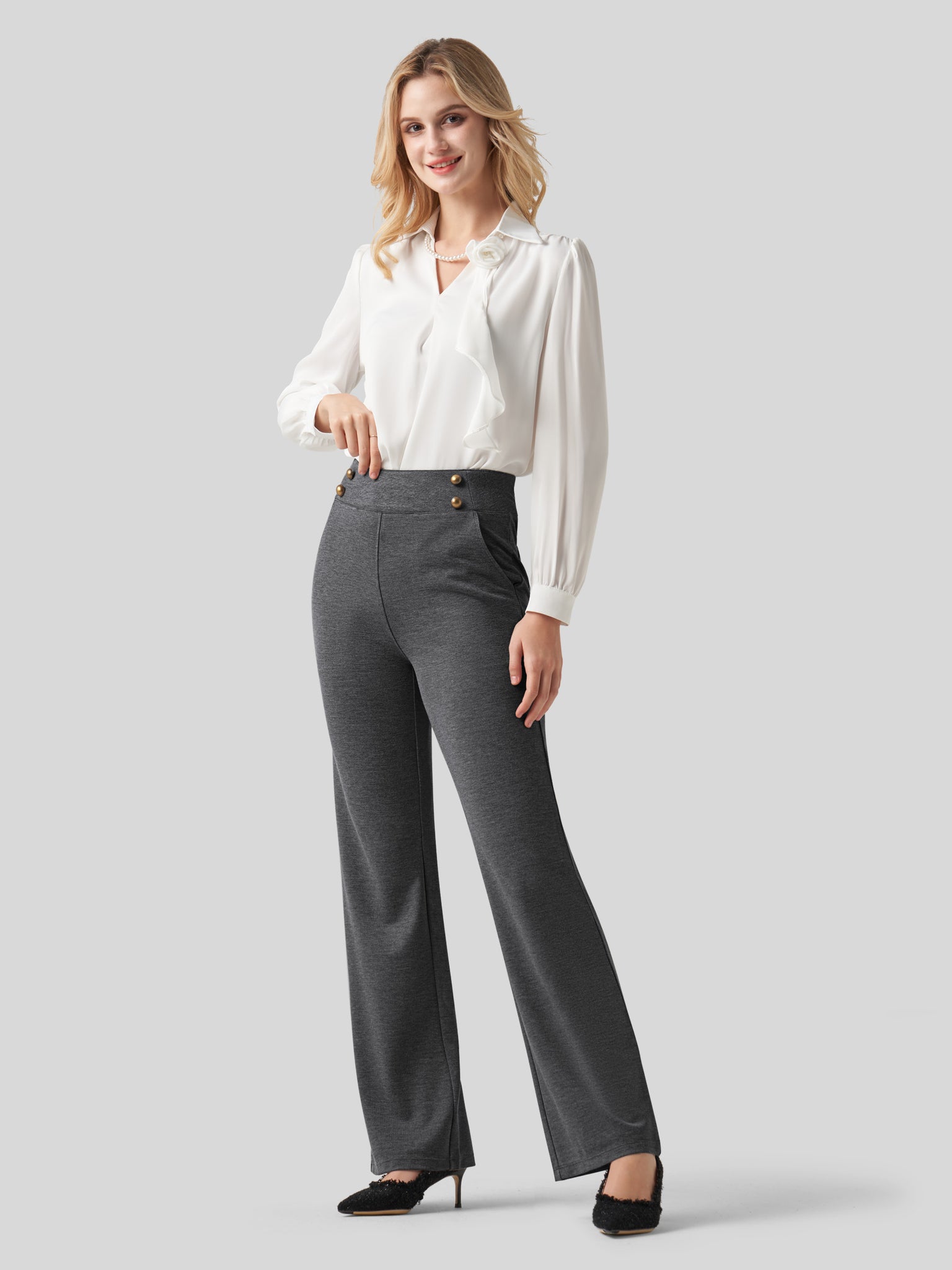 Women's Smooth Wide Leg Dress Pants 31 Inch